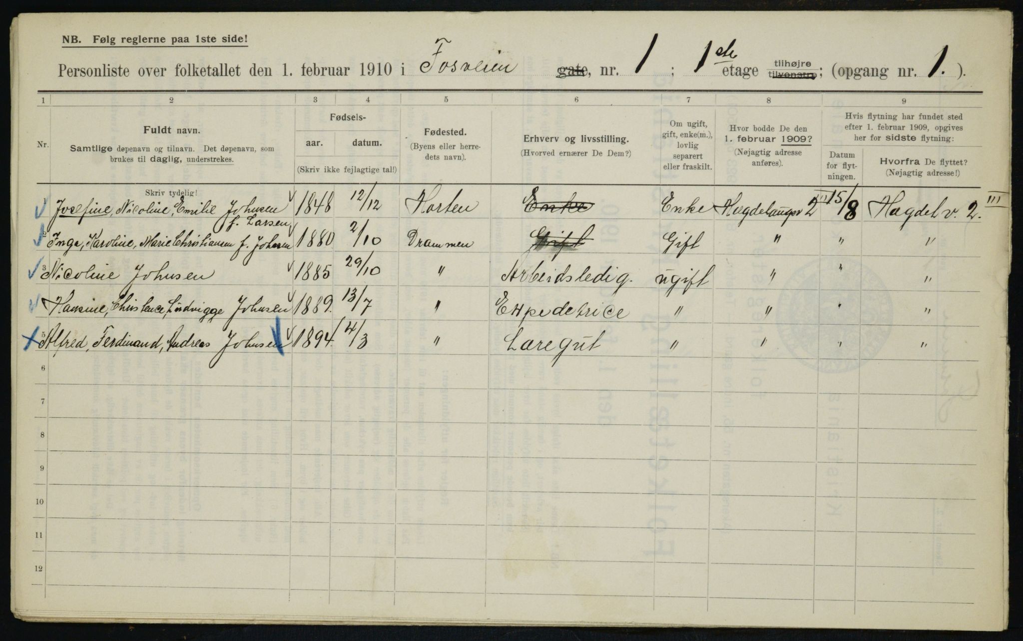 OBA, Municipal Census 1910 for Kristiania, 1910, p. 23202