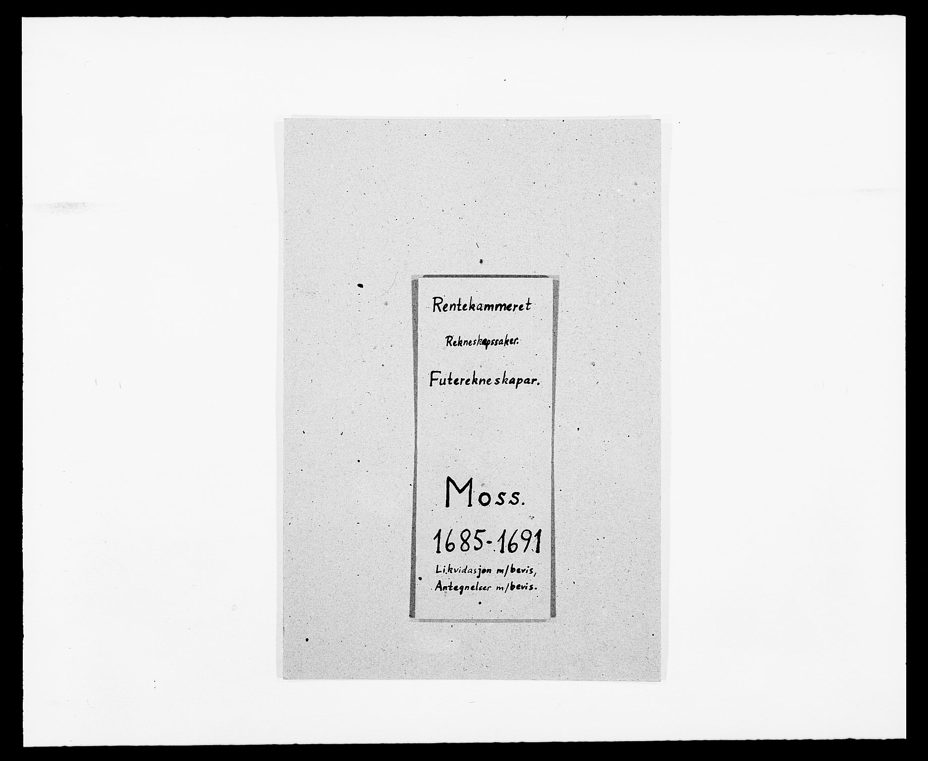 Rentekammeret inntil 1814, Reviderte regnskaper, Fogderegnskap, RA/EA-4092/R02/L0107: Fogderegnskap Moss og Verne kloster, 1685-1691, p. 1