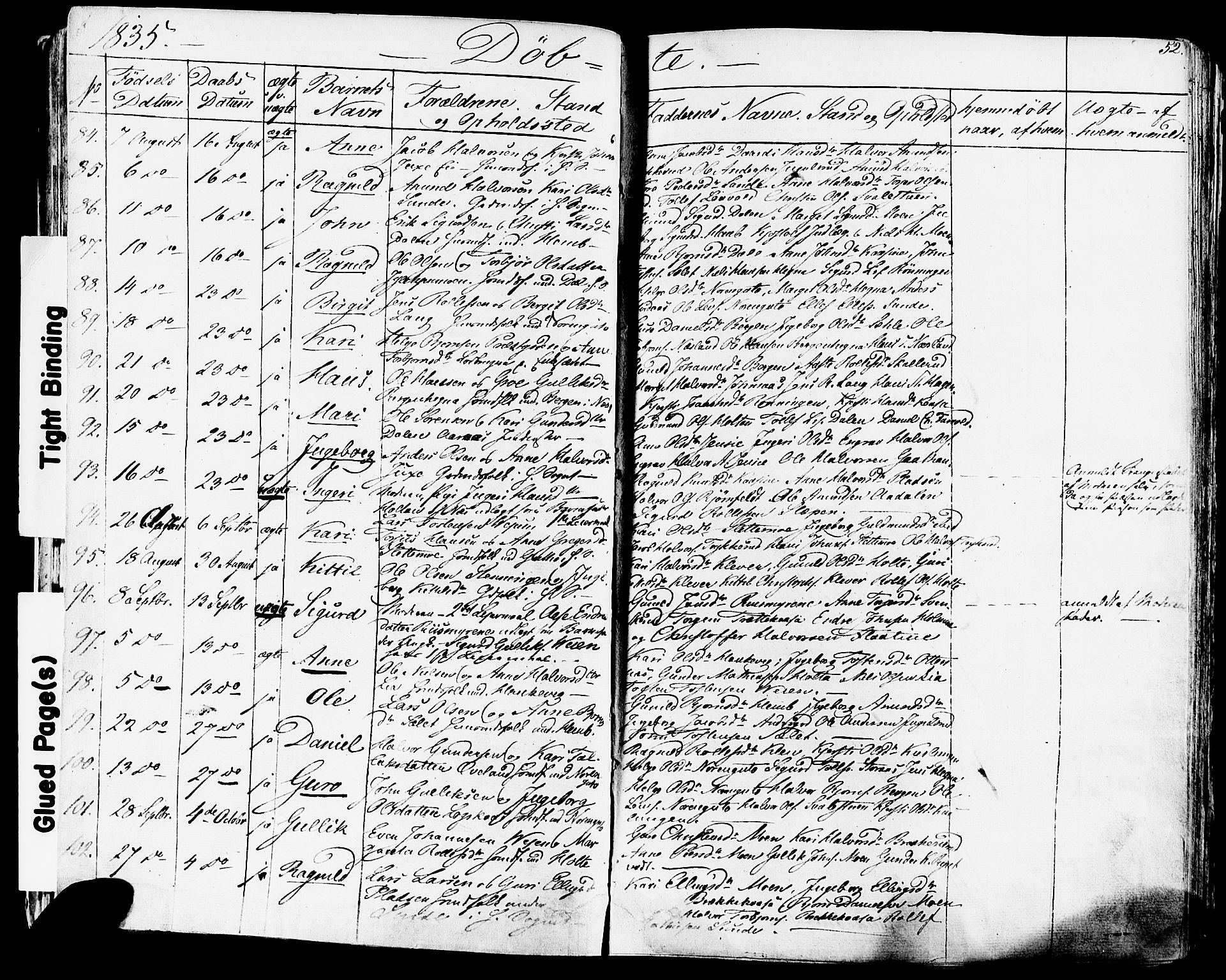 Sauherad kirkebøker, AV/SAKO-A-298/F/Fa/L0006: Parish register (official) no. I 6, 1827-1850, p. 52