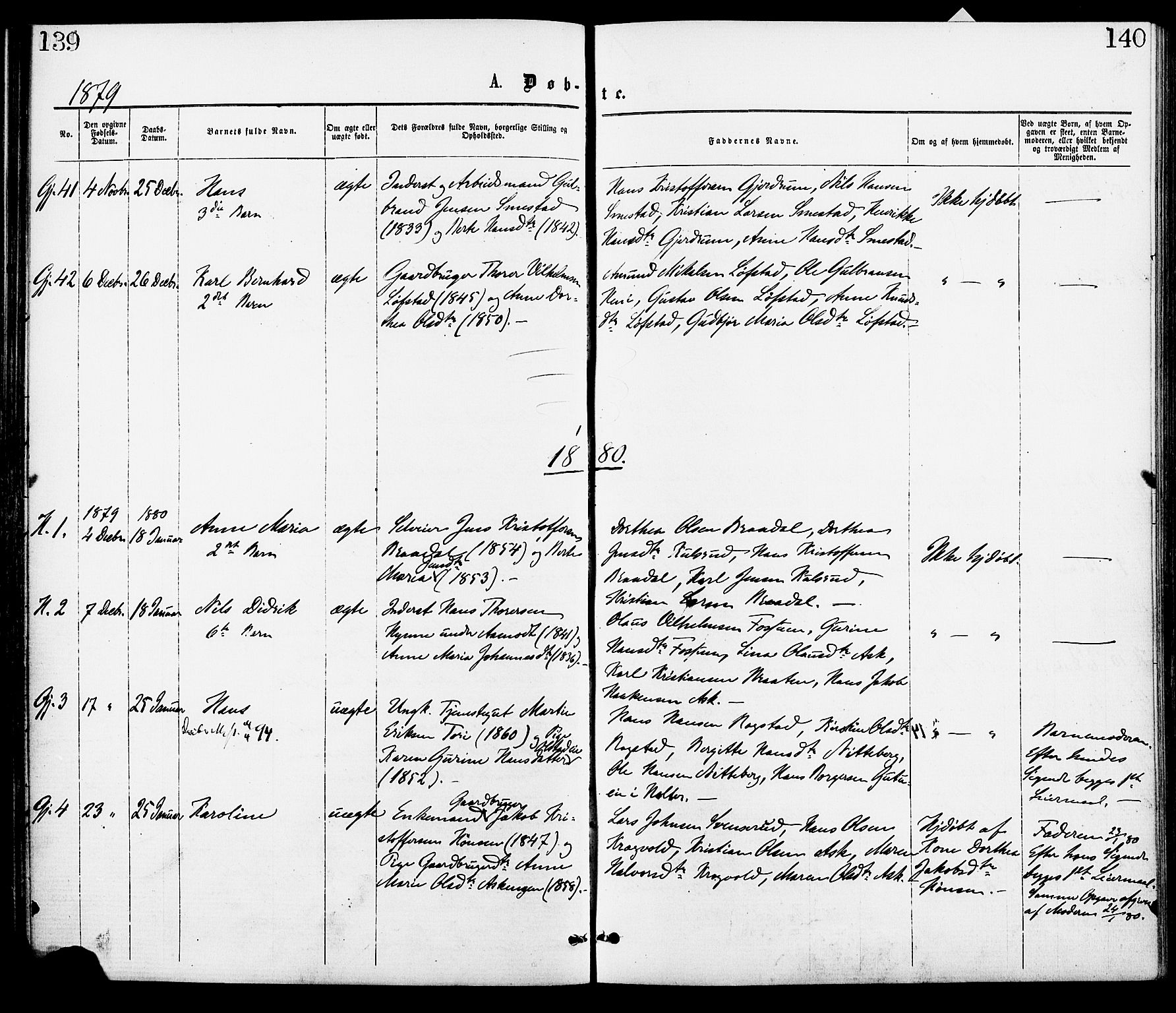 Gjerdrum prestekontor Kirkebøker, AV/SAO-A-10412b/F/Fa/L0008: Parish register (official) no. I 8, 1867-1880, p. 139-140