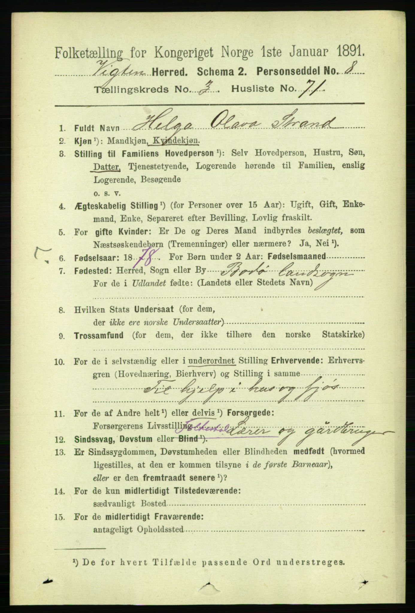 RA, 1891 census for 1750 Vikna, 1891, p. 2239