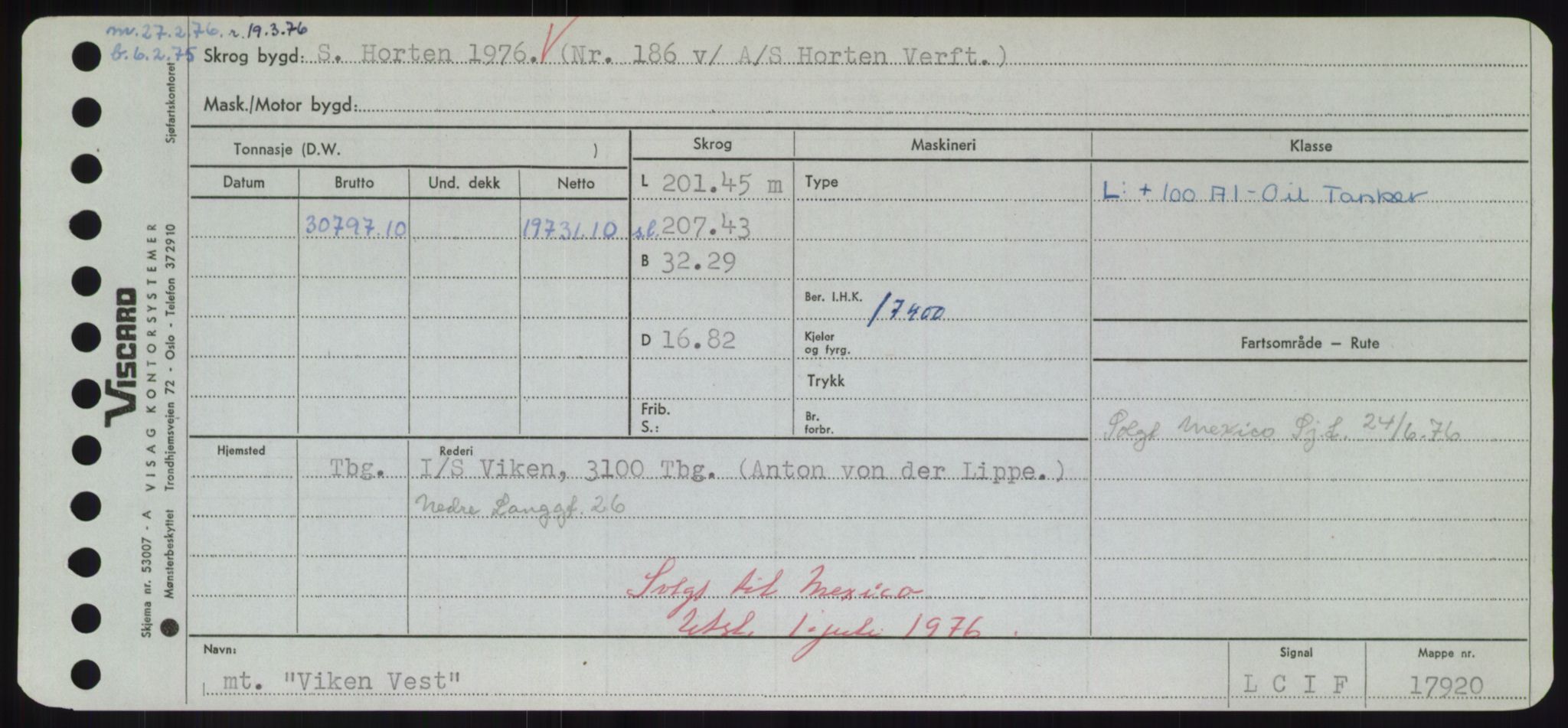 Sjøfartsdirektoratet med forløpere, Skipsmålingen, RA/S-1627/H/Hd/L0041: Fartøy, Vi-Ås, p. 127