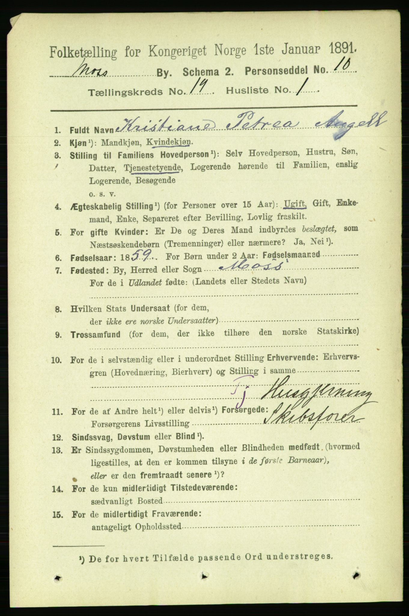 RA, 1891 census for 0104 Moss, 1891, p. 8580