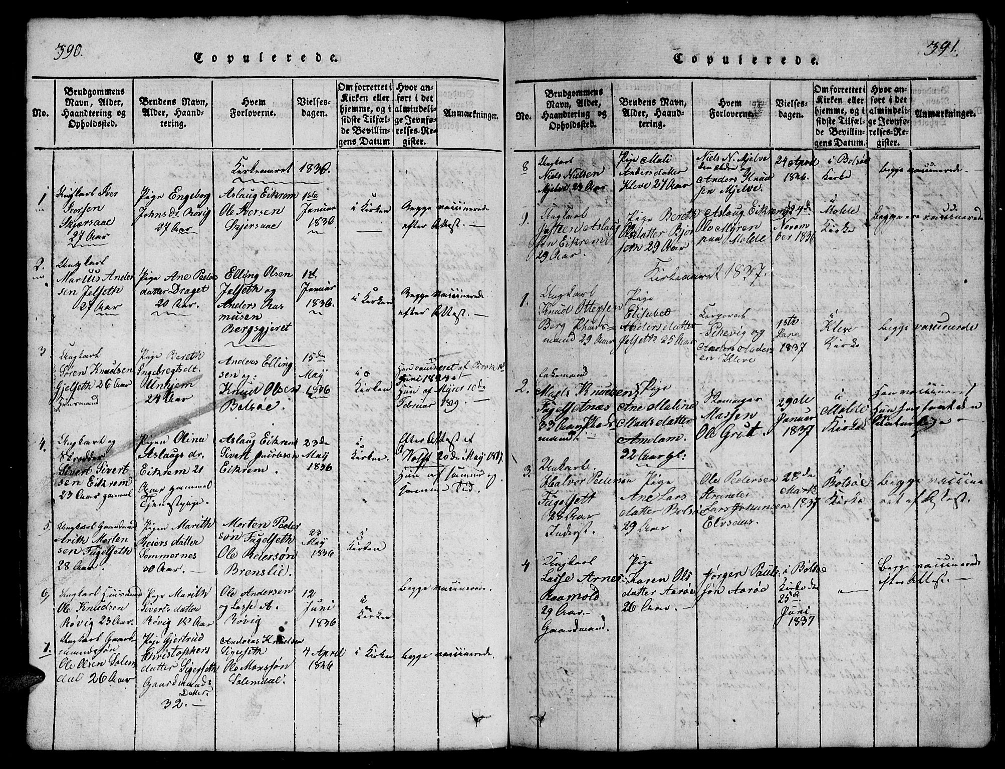 Ministerialprotokoller, klokkerbøker og fødselsregistre - Møre og Romsdal, SAT/A-1454/555/L0665: Parish register (copy) no. 555C01, 1818-1868, p. 390-391