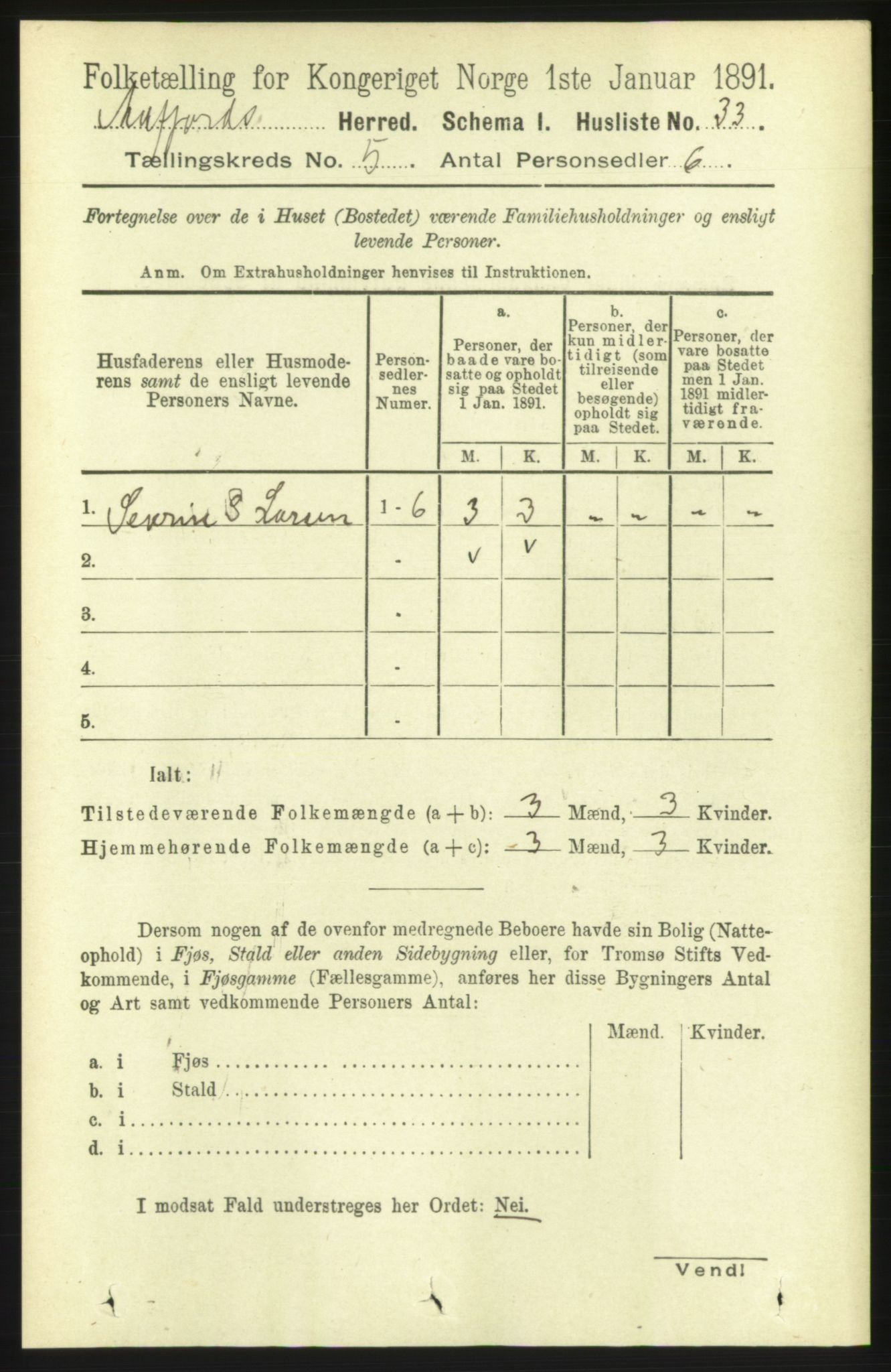 RA, 1891 census for 1630 Åfjord, 1891, p. 1185