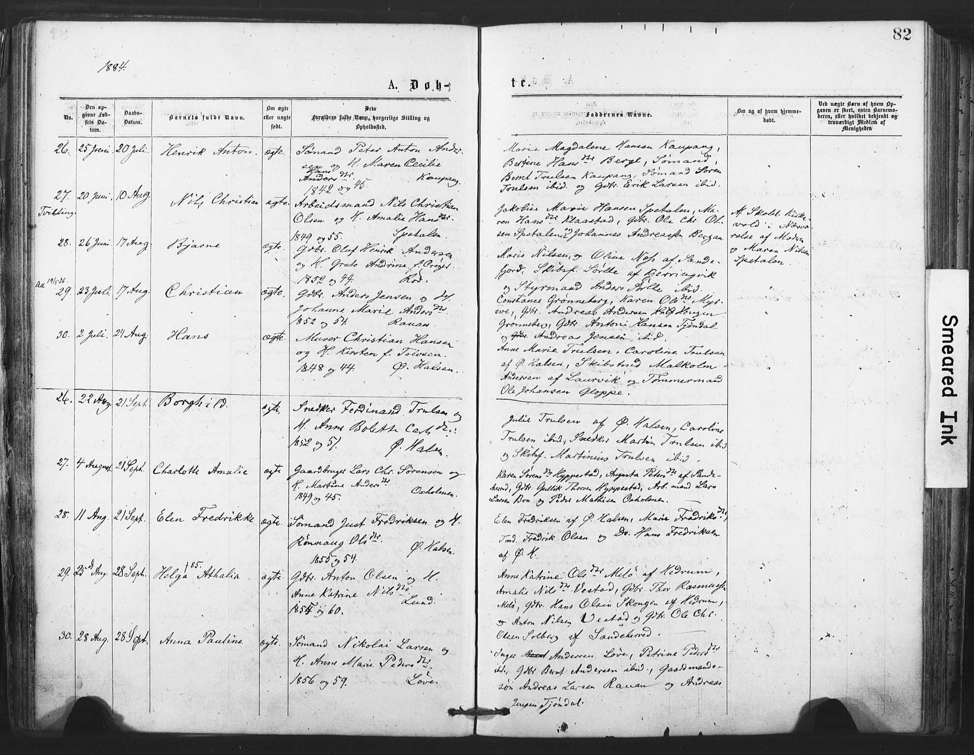 Tjølling kirkebøker, AV/SAKO-A-60/F/Fa/L0008: Parish register (official) no. 8, 1877-1886, p. 82