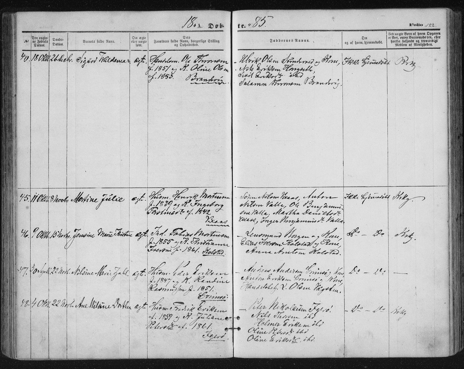 Ministerialprotokoller, klokkerbøker og fødselsregistre - Nordland, SAT/A-1459/816/L0241: Parish register (official) no. 816A07, 1870-1885, p. 122
