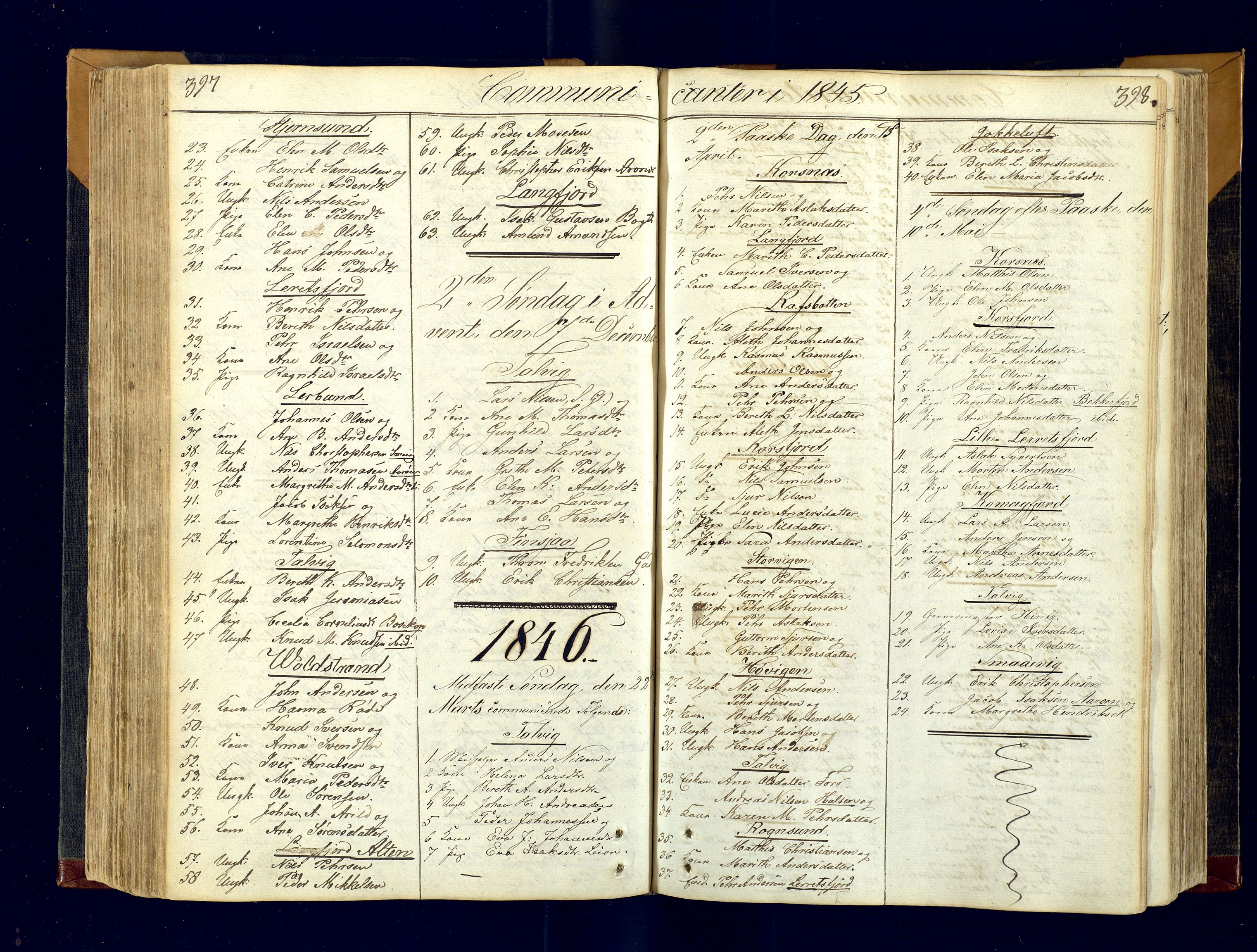 Talvik sokneprestkontor, SATØ/S-1337/H/Ha/L0007kirke: Parish register (official) no. 7, 1813-1821, p. 397-398