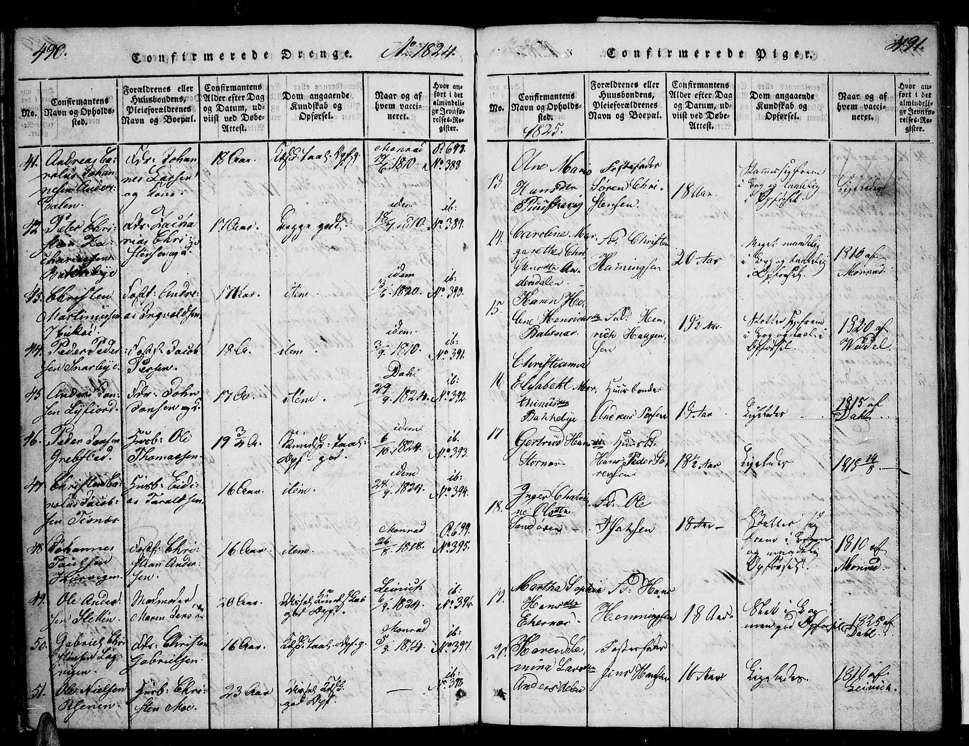 Tromsø sokneprestkontor/stiftsprosti/domprosti, AV/SATØ-S-1343/G/Ga/L0007kirke: Parish register (official) no. 7, 1821-1828, p. 490-491