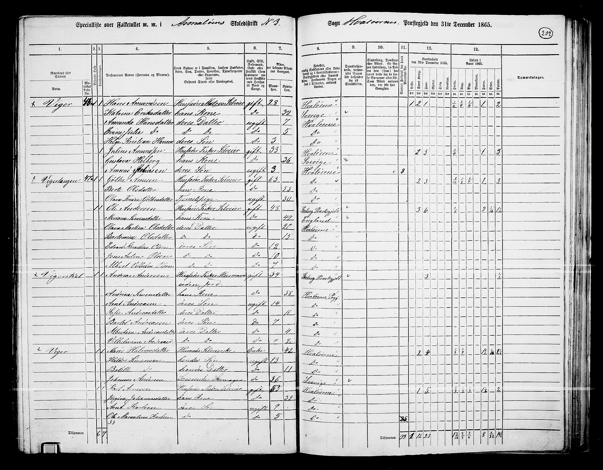 RA, 1865 census for Hvaler, 1865, p. 42