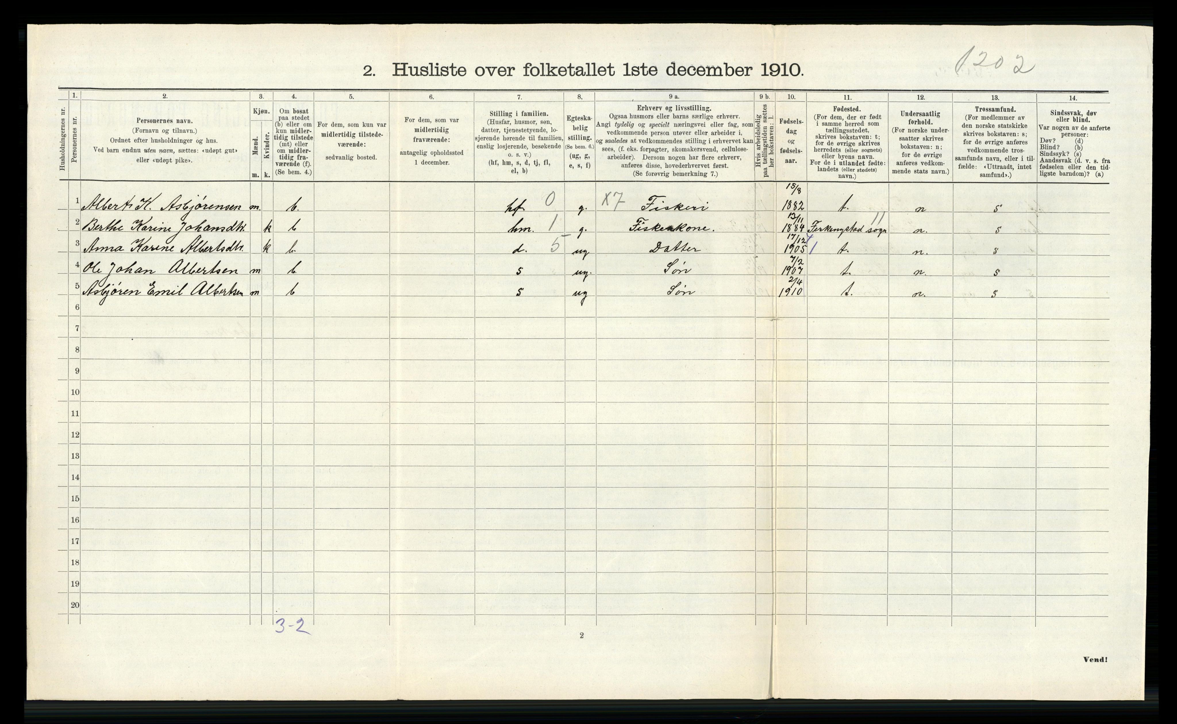 RA, 1910 census for Åkra, 1910, p. 493