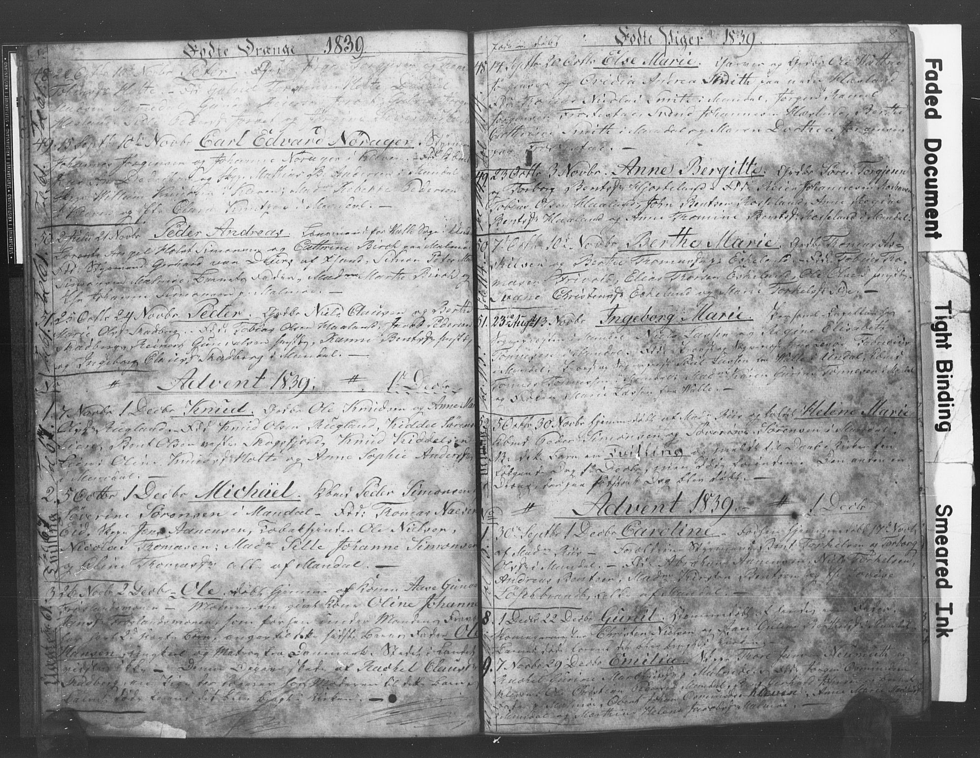 Mandal sokneprestkontor, SAK/1111-0030/F/Fb/Fba/L0004: Parish register (copy) no. B 1D, 1838-1841, p. 8