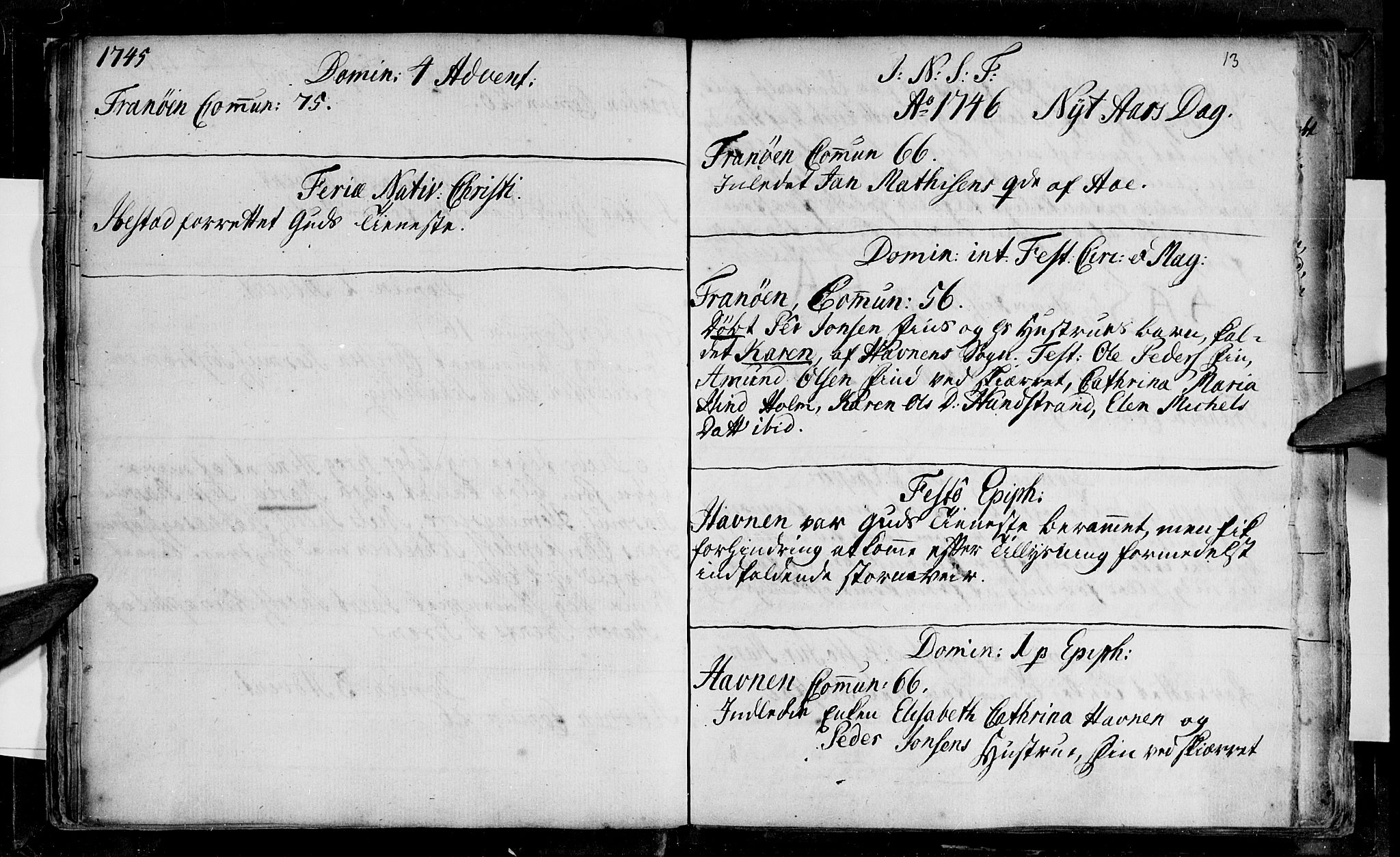 Ibestad sokneprestembete, AV/SATØ-S-0077/H/Ha/Haa/L0001kirke: Parish register (official) no. 1, 1744-1757, p. 13