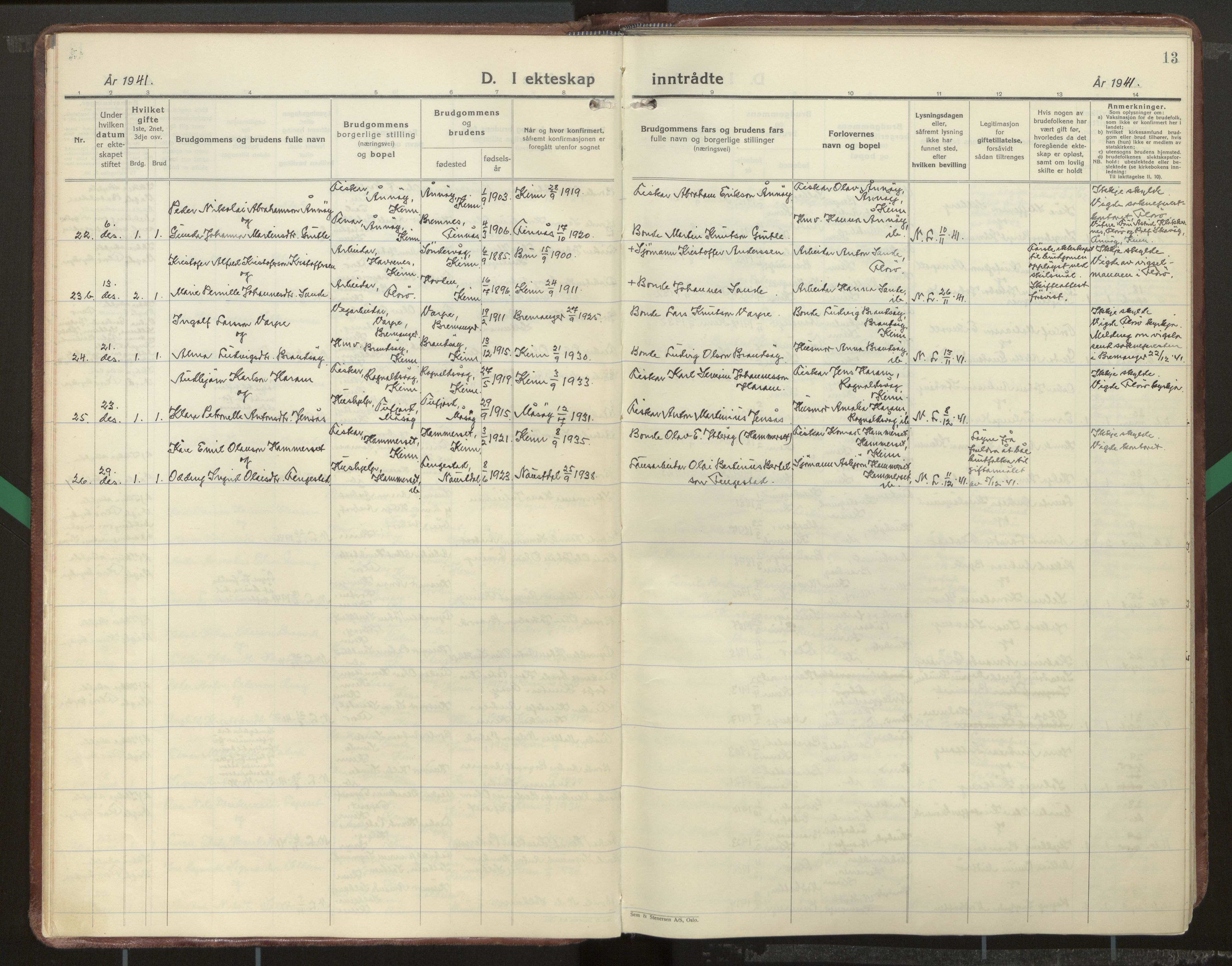 Kinn sokneprestembete, AV/SAB-A-80801/H/Haa/Haab/L0012: Parish register (official) no. B 12, 1937-1968, p. 13