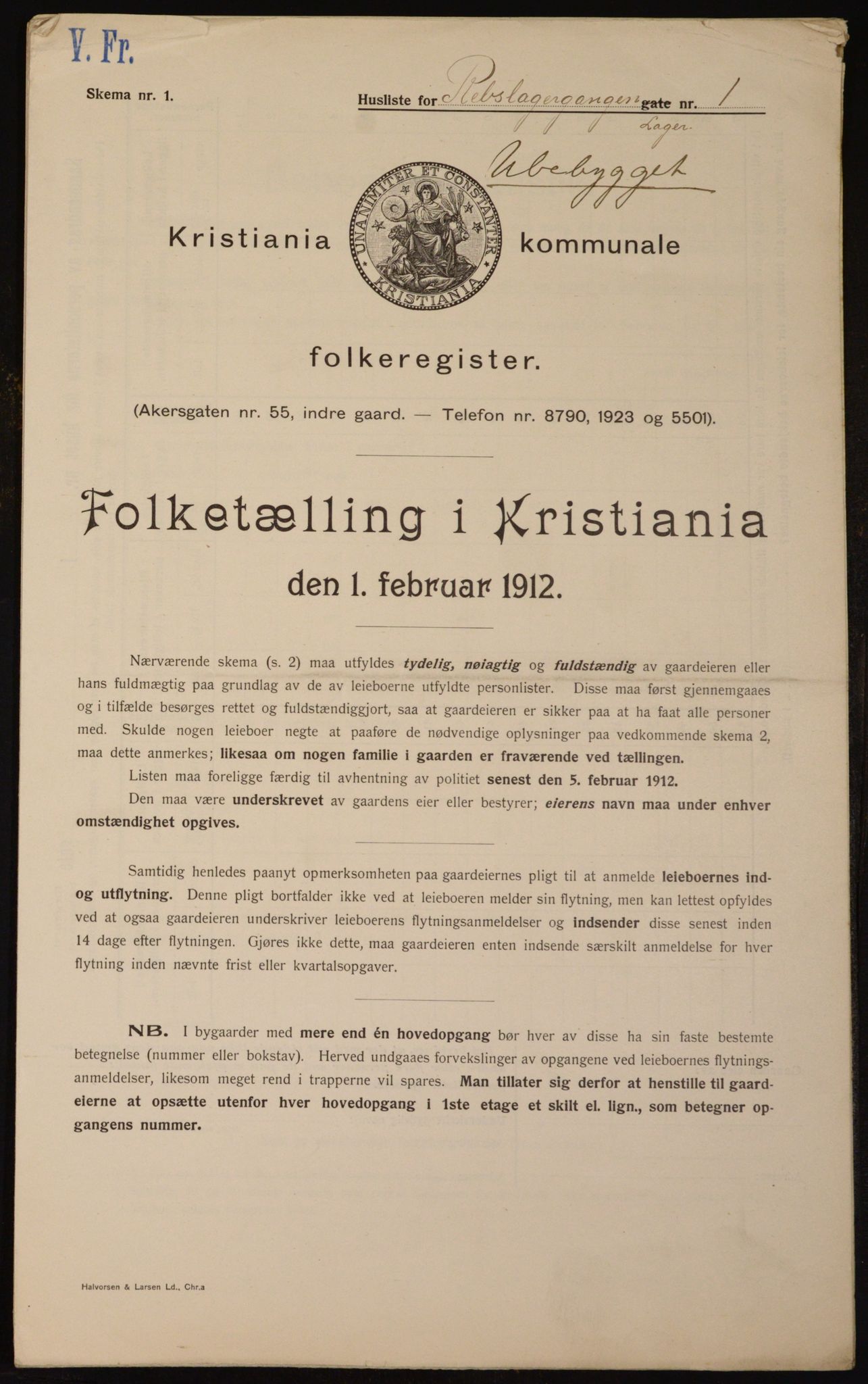 OBA, Municipal Census 1912 for Kristiania, 1912, p. 83019