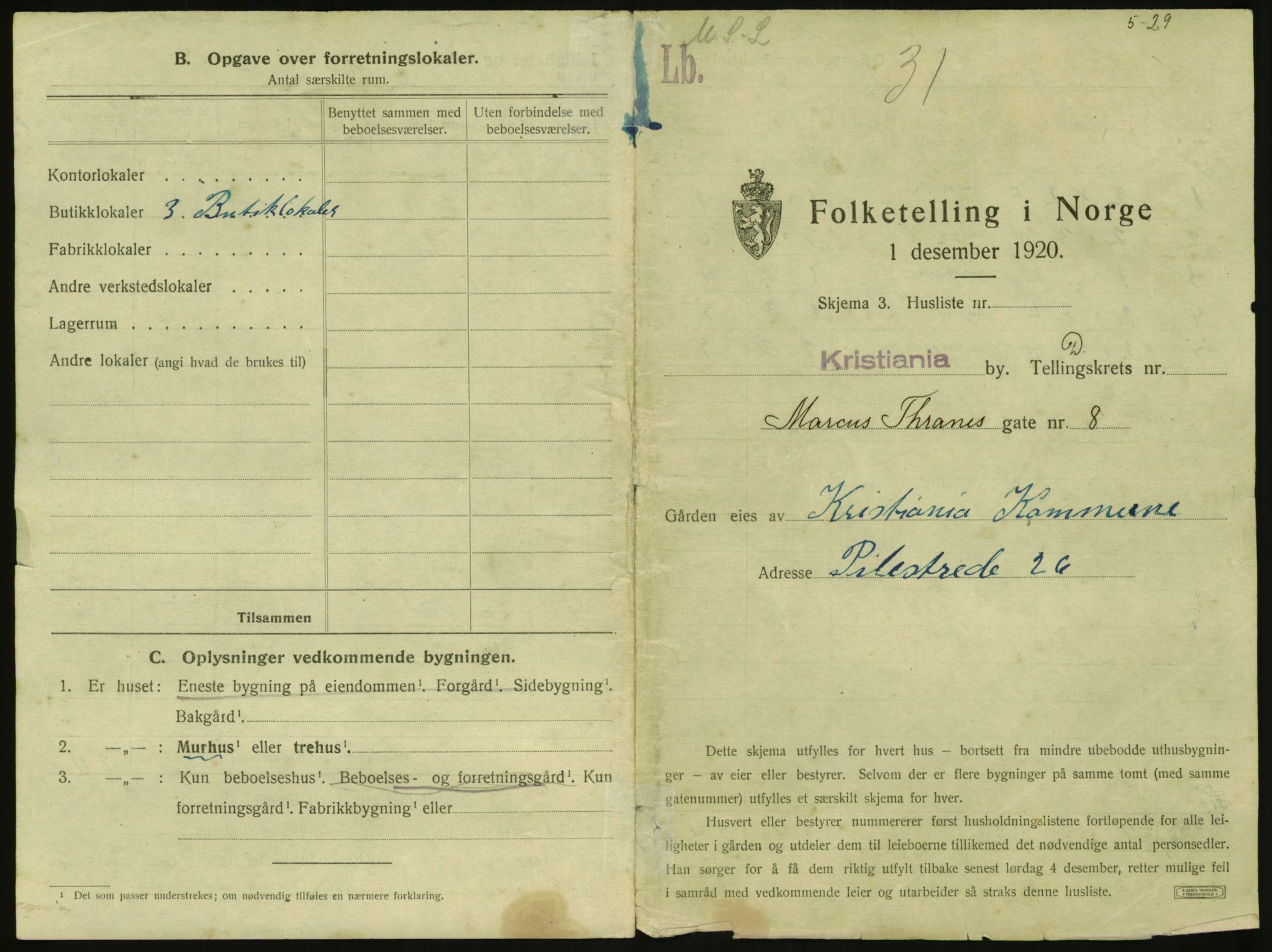 SAO, 1920 census for Kristiania, 1920, p. 61672