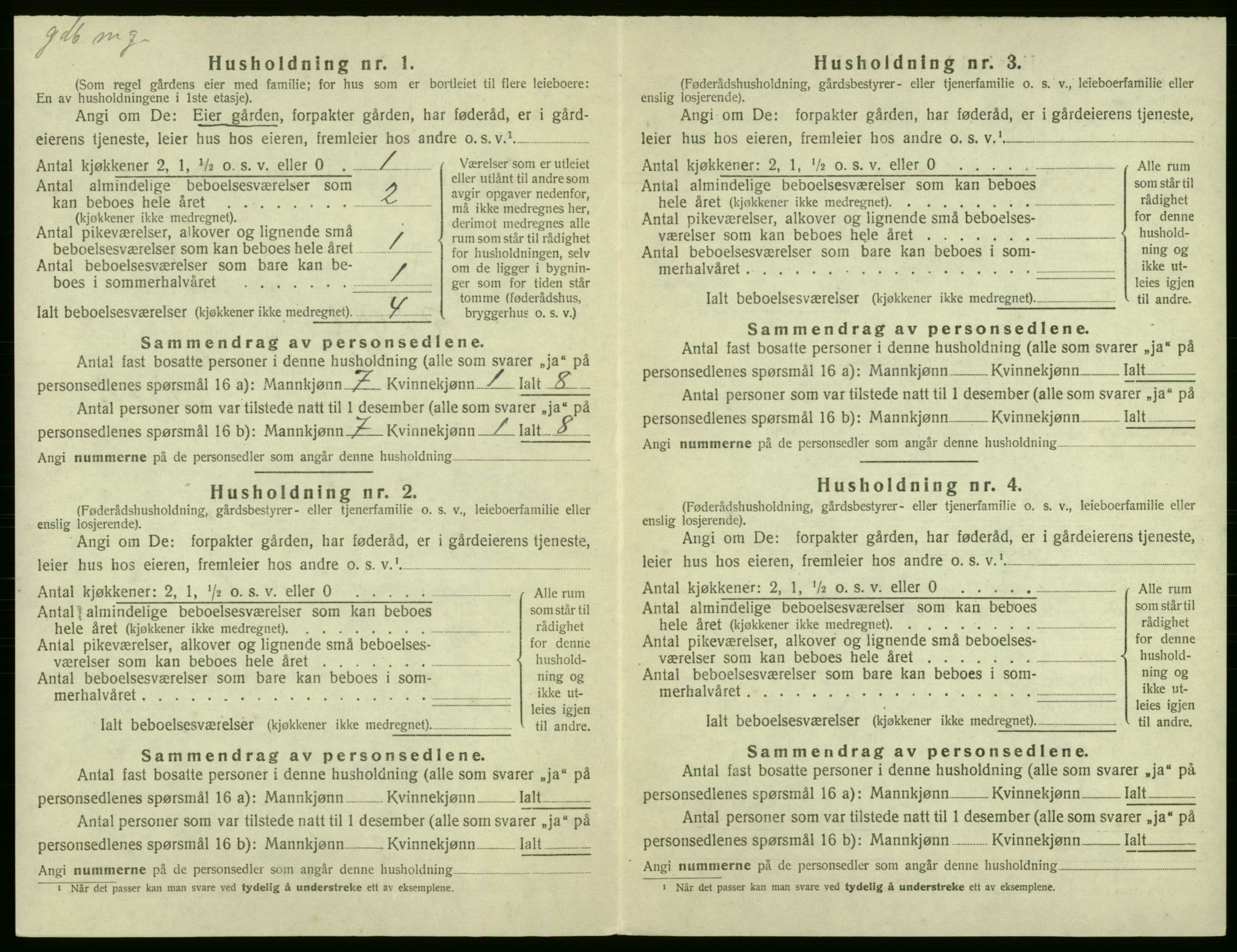 SAB, 1920 census for Røldal, 1920, p. 273