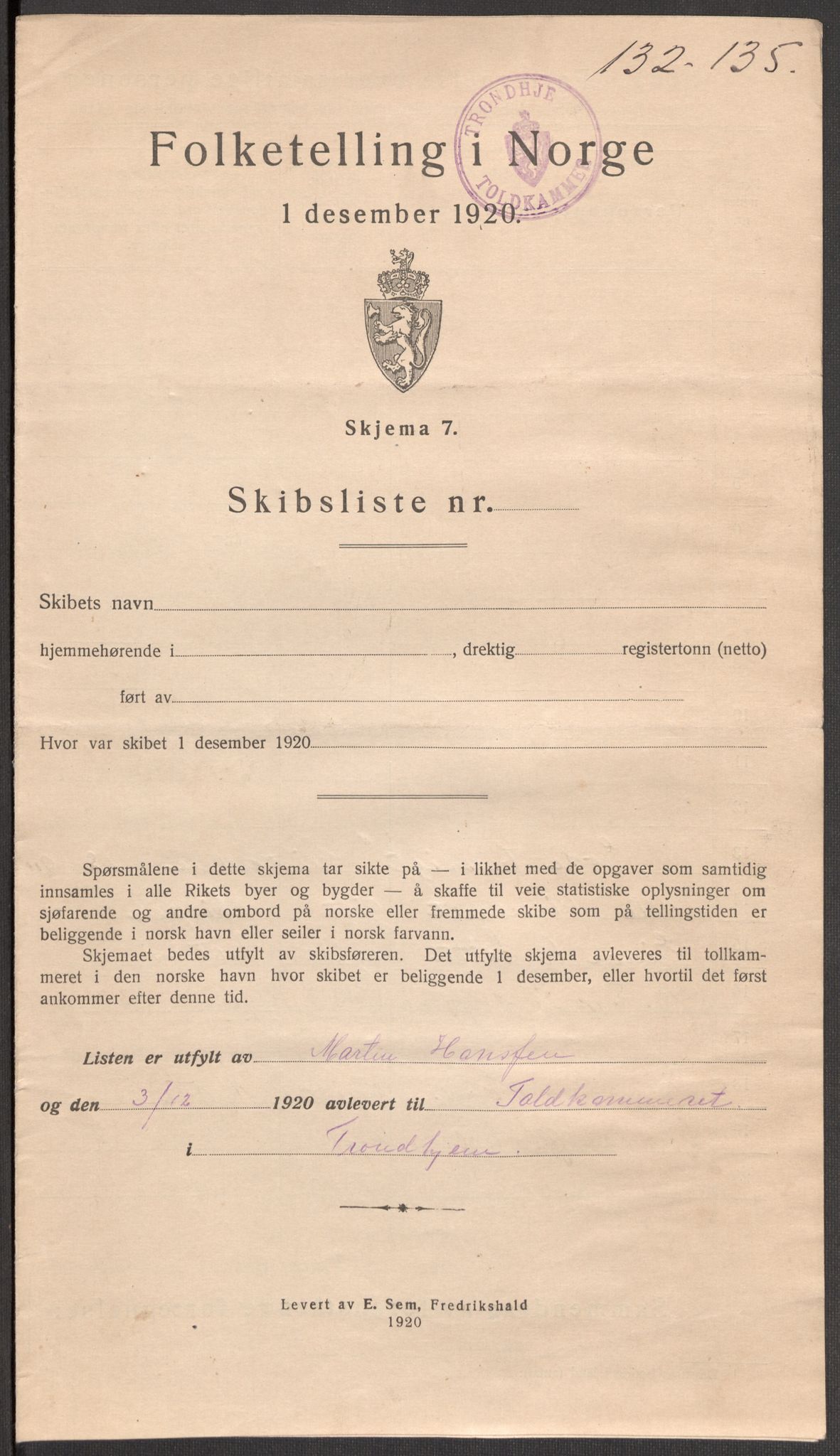 SAT, 1920 census for Trondheim, 1920, p. 145867