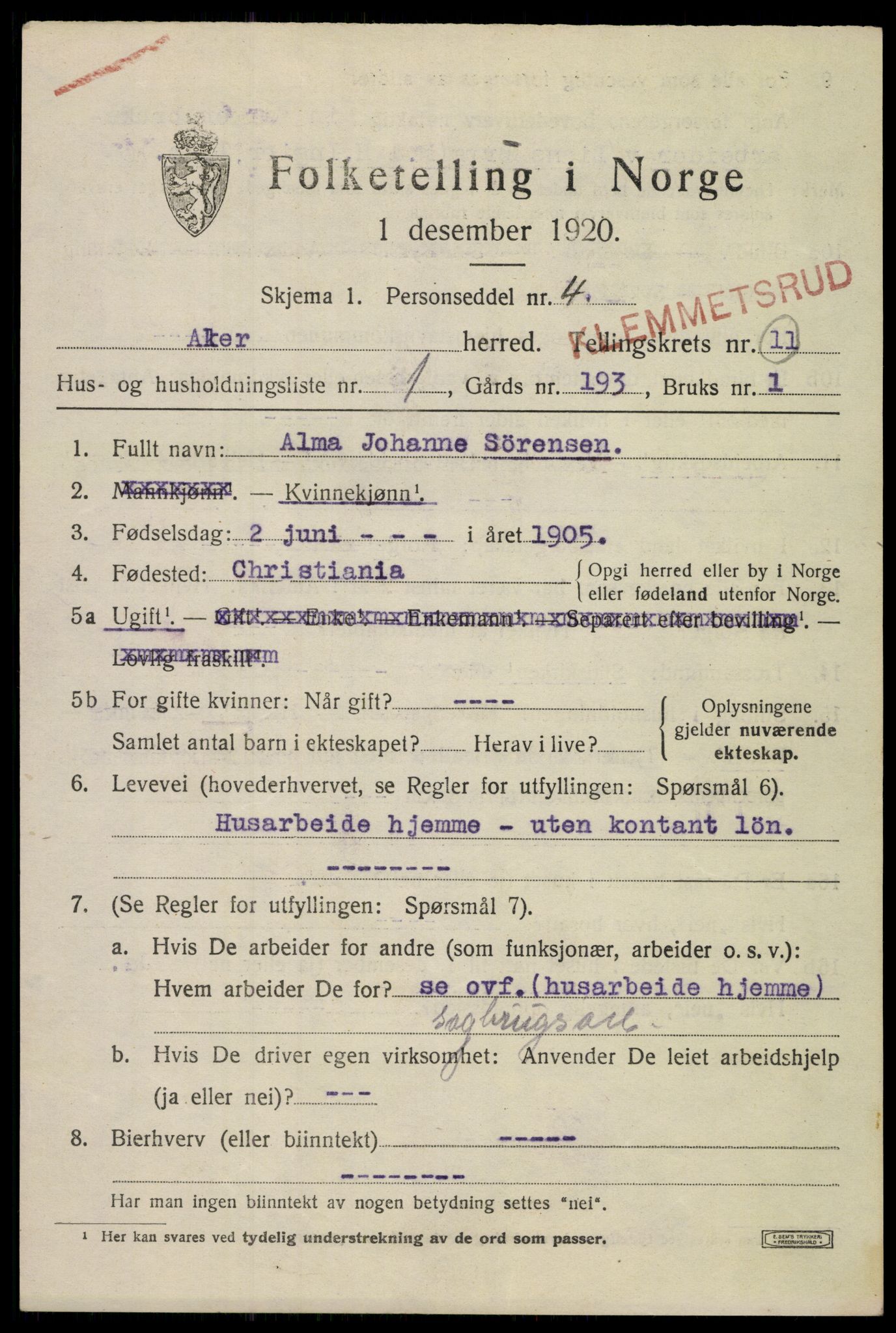 SAO, 1920 census for Aker, 1920, p. 70428