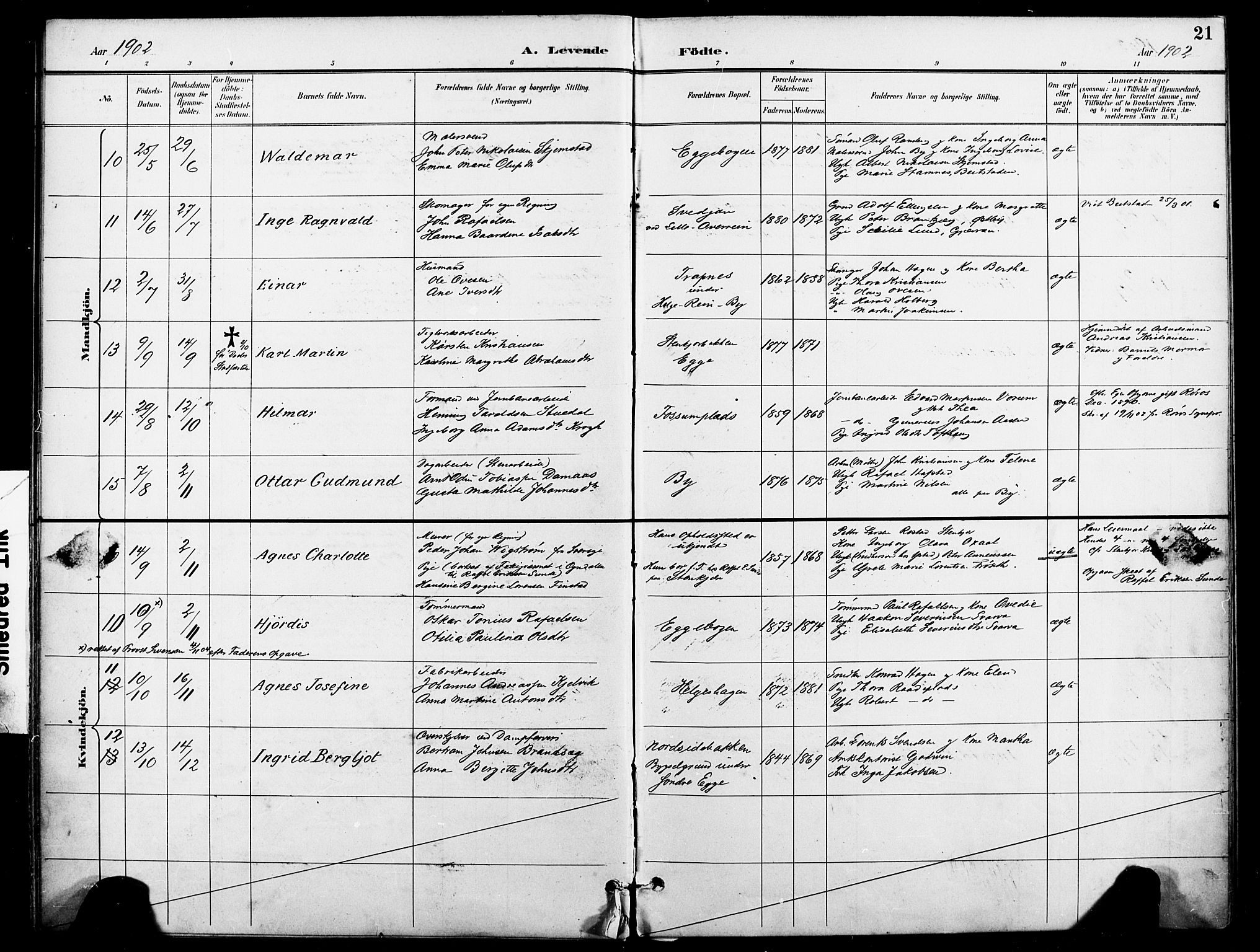 Ministerialprotokoller, klokkerbøker og fødselsregistre - Nord-Trøndelag, AV/SAT-A-1458/740/L0379: Parish register (official) no. 740A02, 1895-1907, p. 21