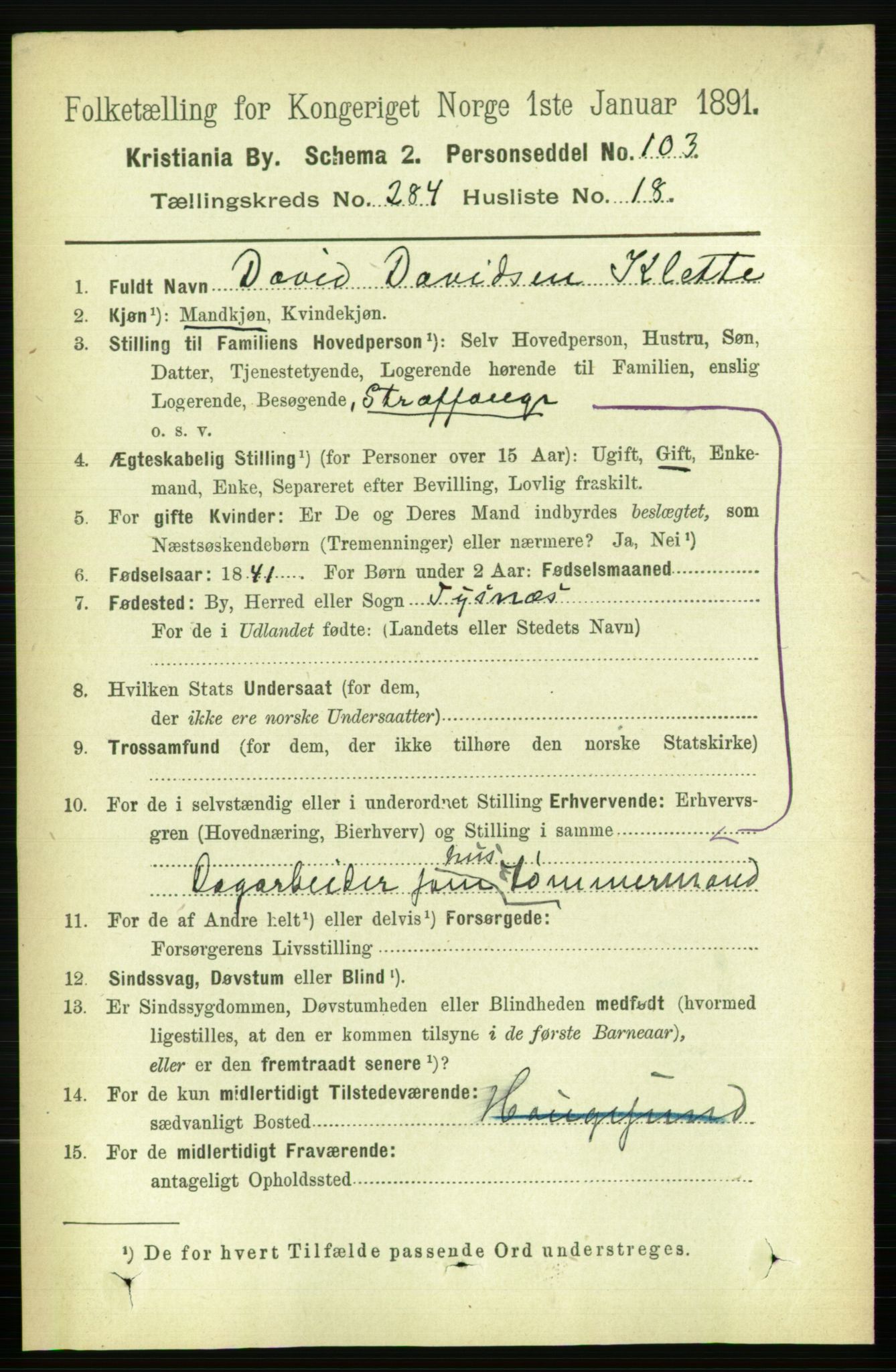 RA, 1891 census for 0301 Kristiania, 1891, p. 173931