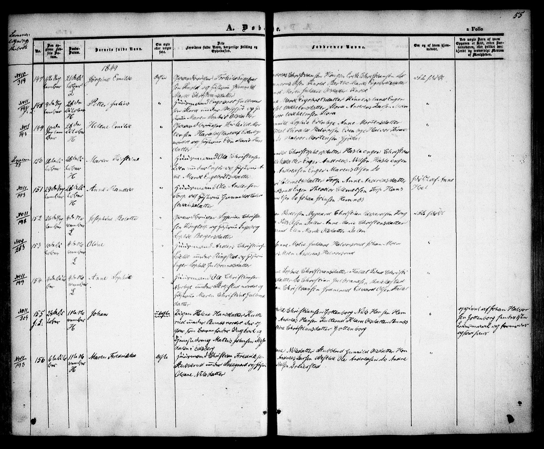 Høland prestekontor Kirkebøker, SAO/A-10346a/F/Fa/L0009: Parish register (official) no. I 9, 1846-1853, p. 55