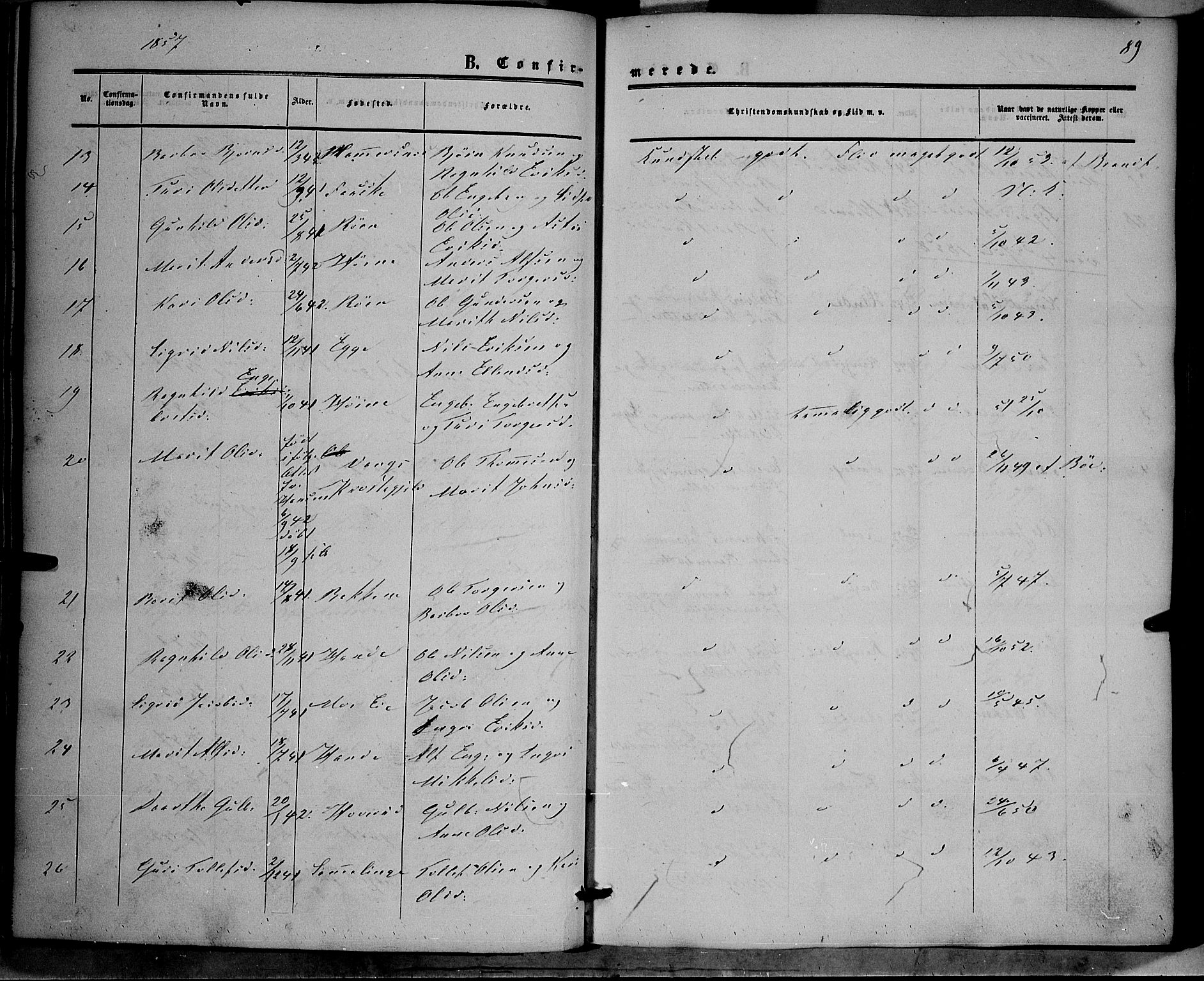 Vestre Slidre prestekontor, SAH/PREST-136/H/Ha/Haa/L0002: Parish register (official) no. 2, 1856-1864, p. 89
