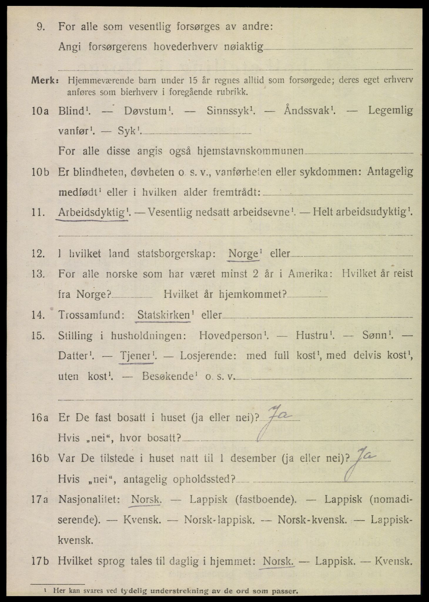 SAT, 1920 census for Nesna, 1920, p. 7934