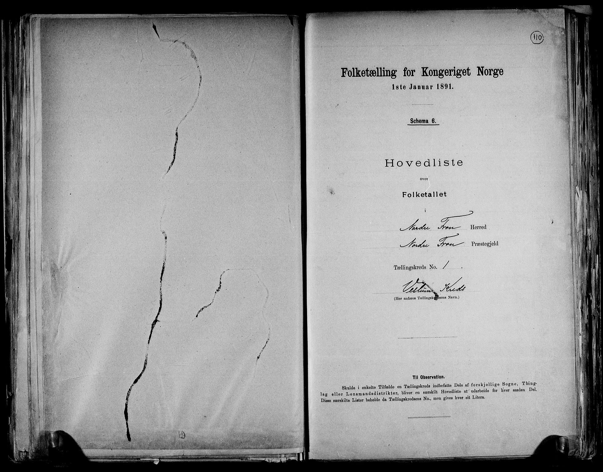 RA, 1891 census for 0518 Nord-Fron, 1891, p. 5