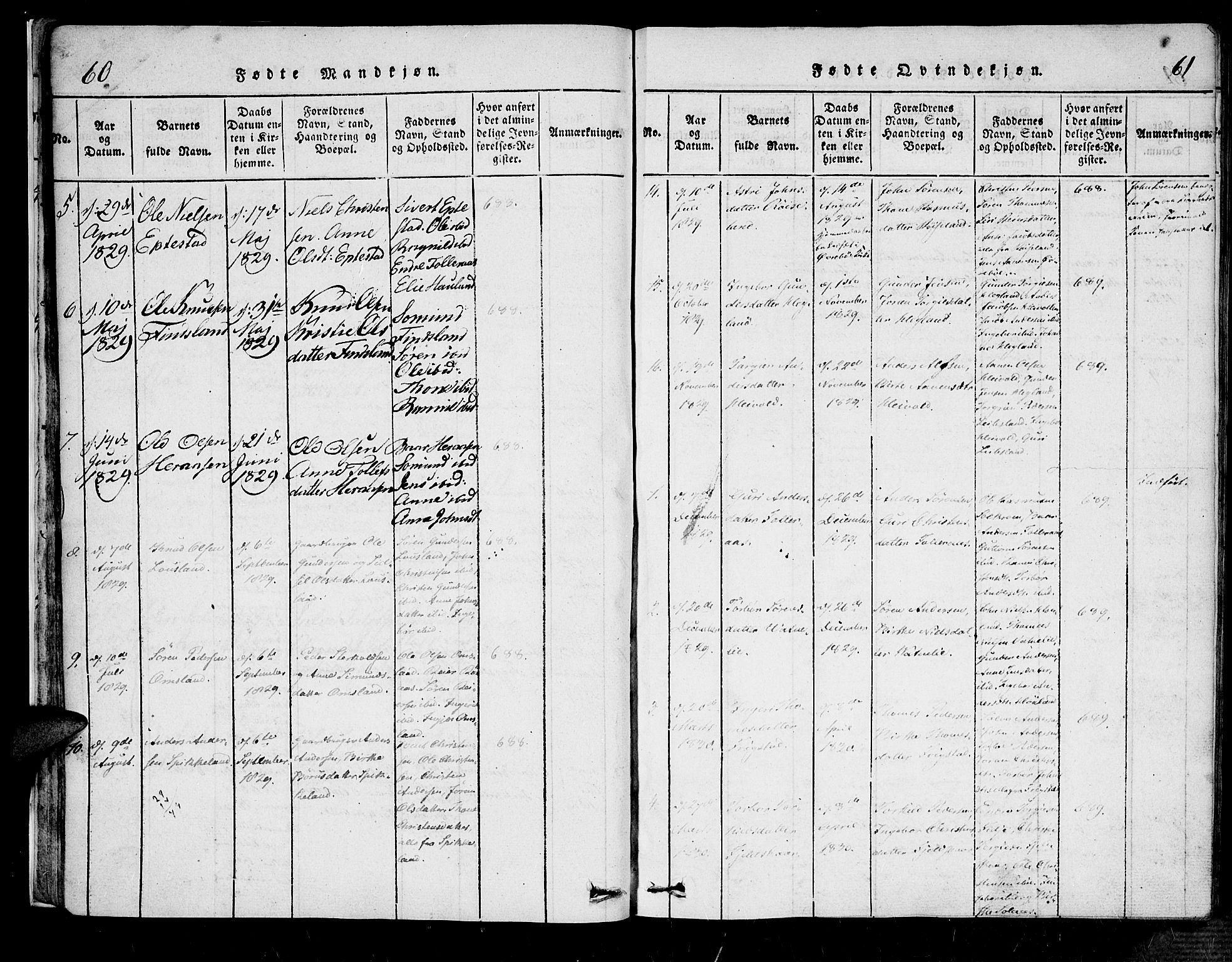 Bjelland sokneprestkontor, AV/SAK-1111-0005/F/Fa/Fab/L0002: Parish register (official) no. A 2, 1816-1869, p. 60-61