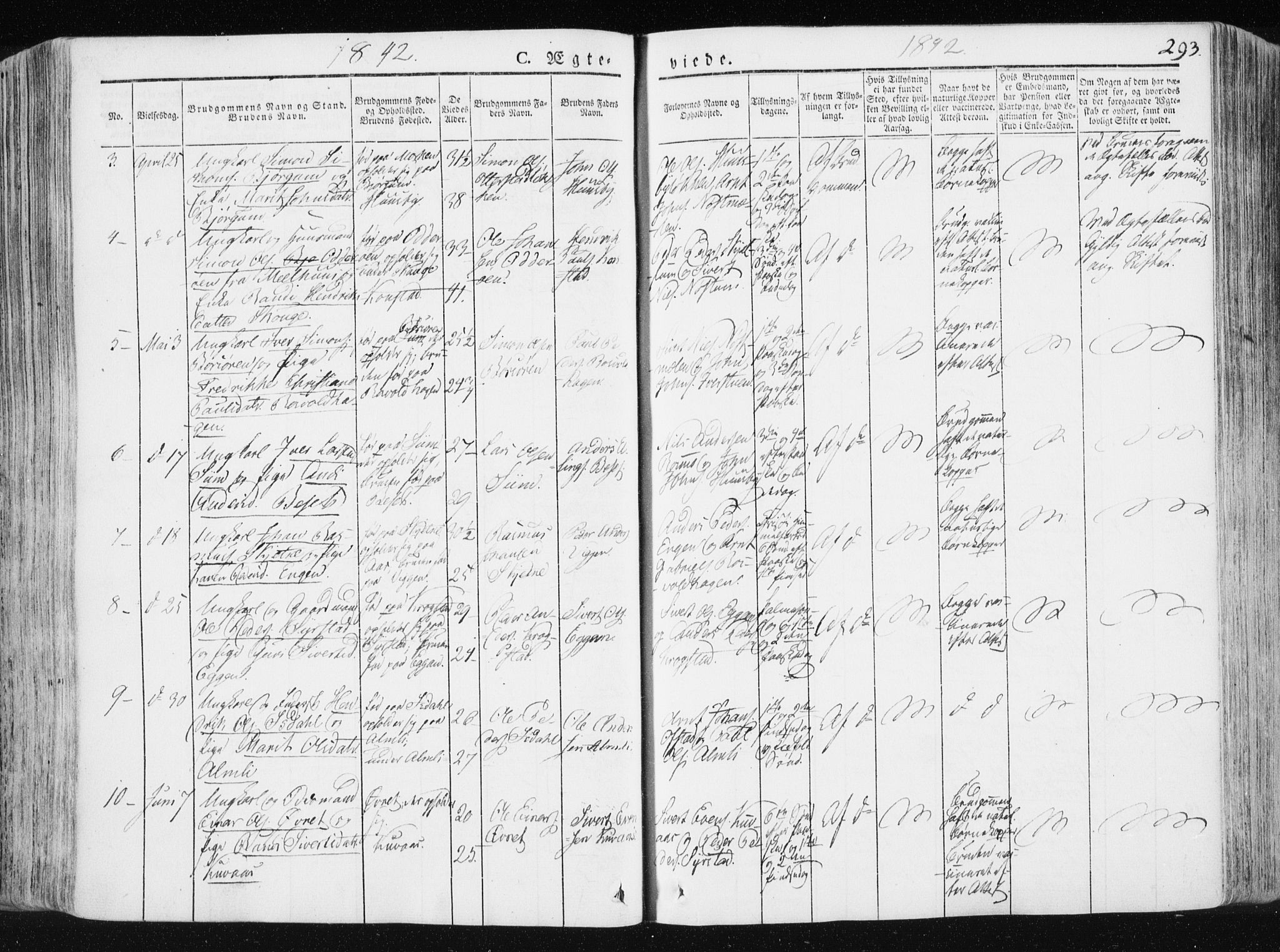 Ministerialprotokoller, klokkerbøker og fødselsregistre - Sør-Trøndelag, SAT/A-1456/665/L0771: Parish register (official) no. 665A06, 1830-1856, p. 293
