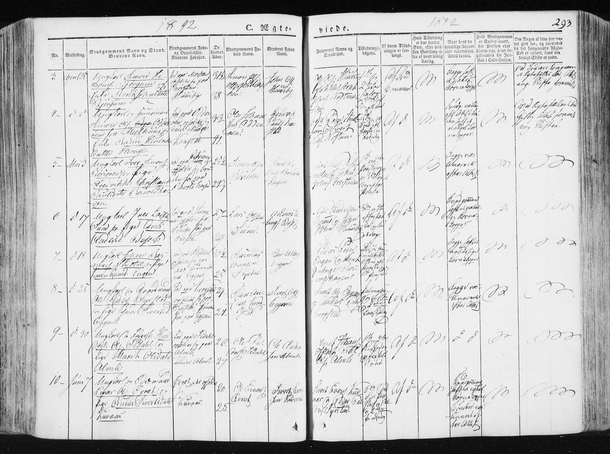 Ministerialprotokoller, klokkerbøker og fødselsregistre - Sør-Trøndelag, AV/SAT-A-1456/665/L0771: Parish register (official) no. 665A06, 1830-1856, p. 293