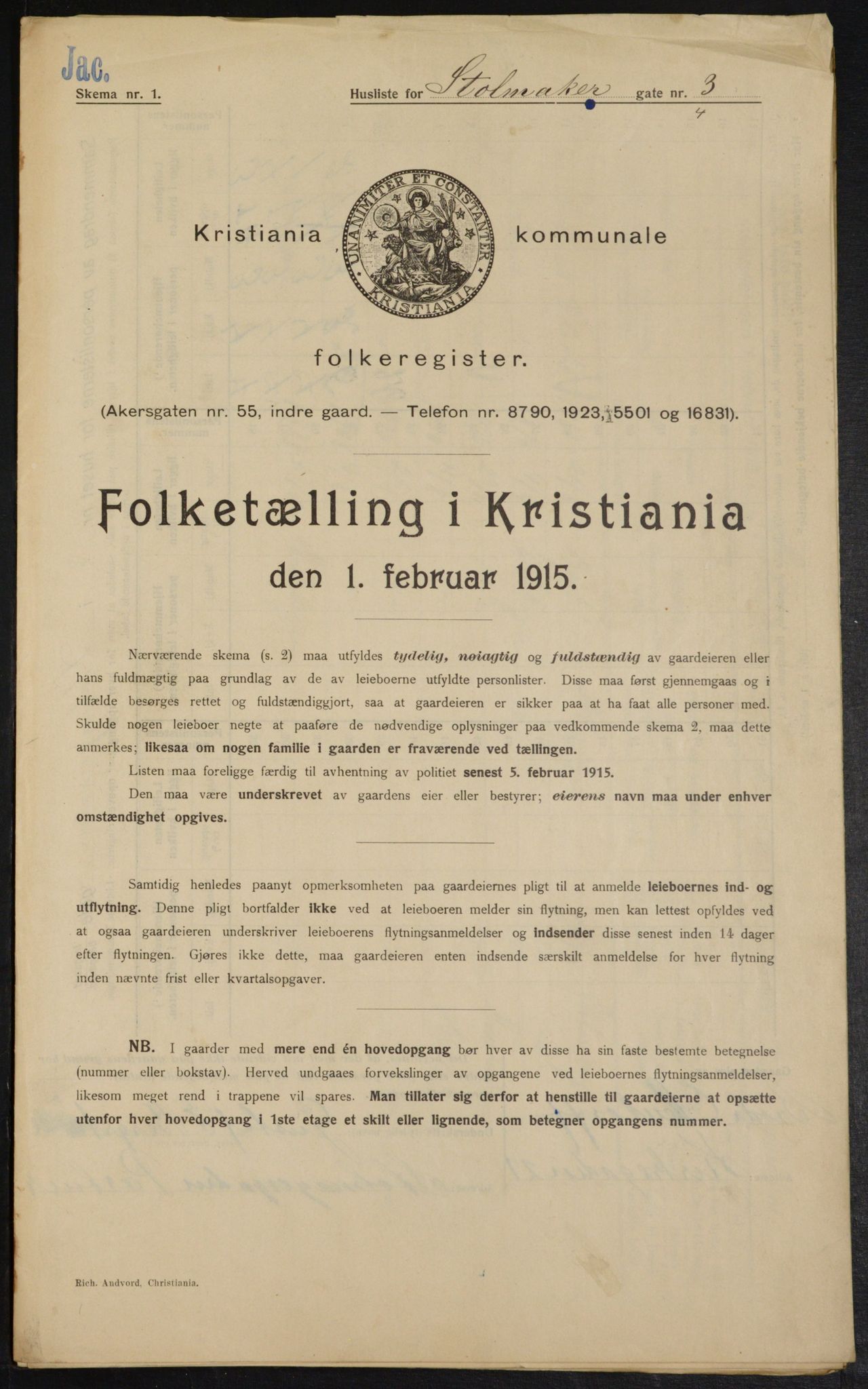 OBA, Municipal Census 1915 for Kristiania, 1915, p. 102706