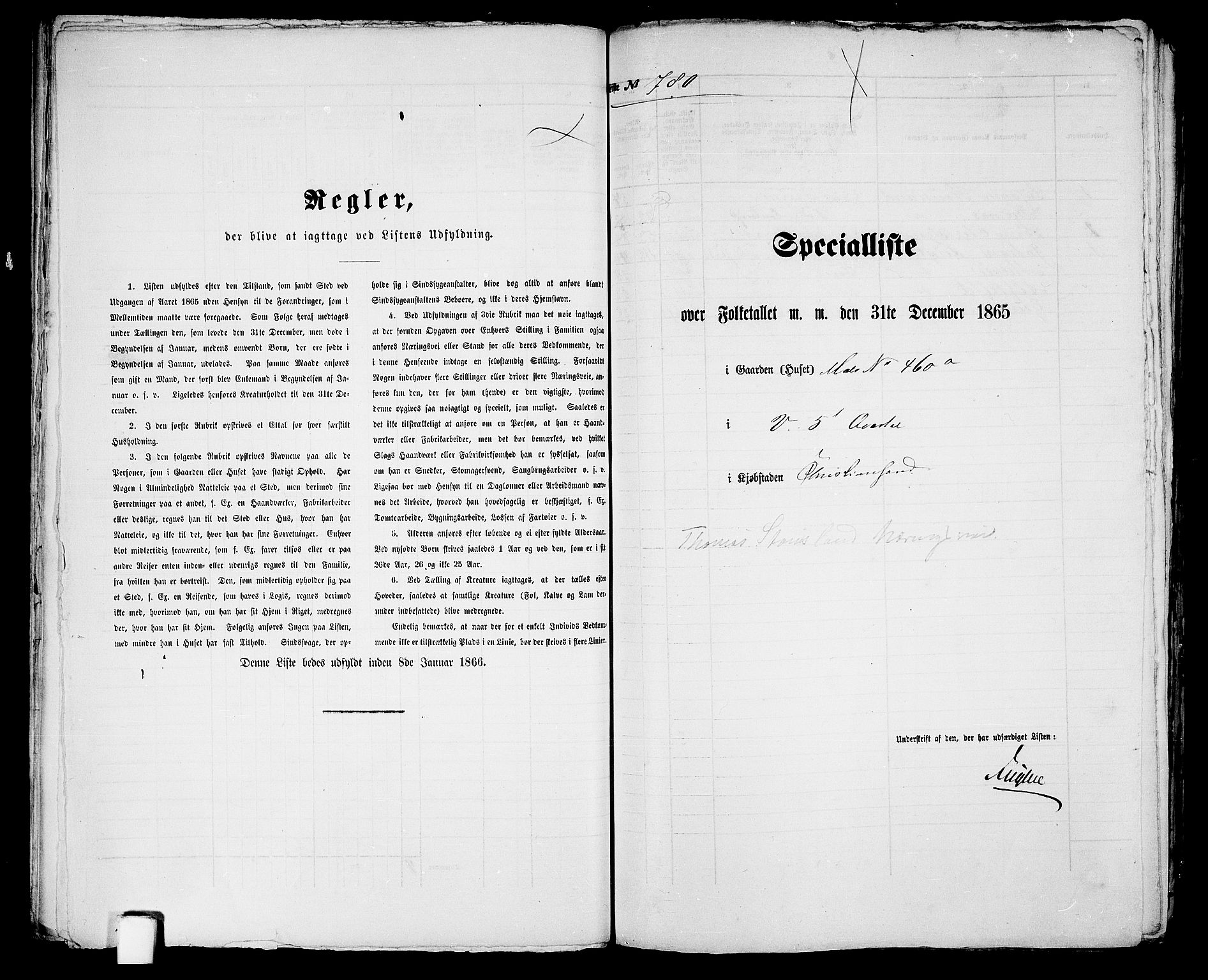 RA, 1865 census for Kristiansand, 1865, p. 1598