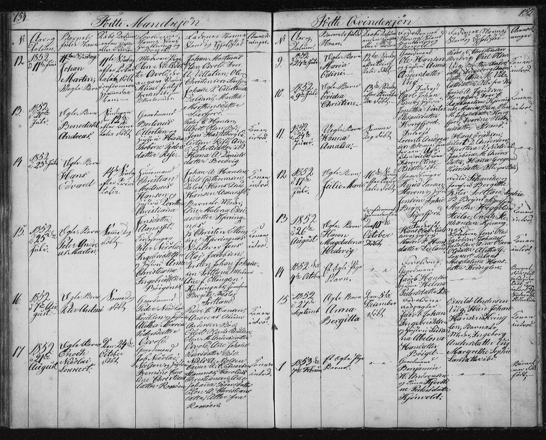 Ministerialprotokoller, klokkerbøker og fødselsregistre - Nordland, SAT/A-1459/895/L1379: Parish register (copy) no. 895C01, 1842-1858, p. 154-155