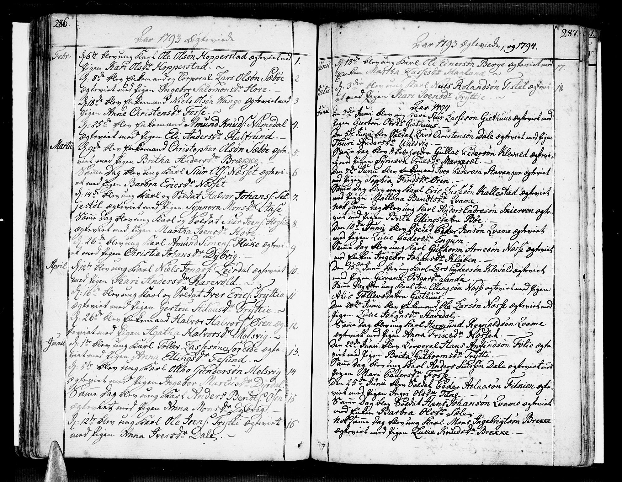 Vik sokneprestembete, SAB/A-81501: Parish register (official) no. A 5, 1787-1820, p. 286-287