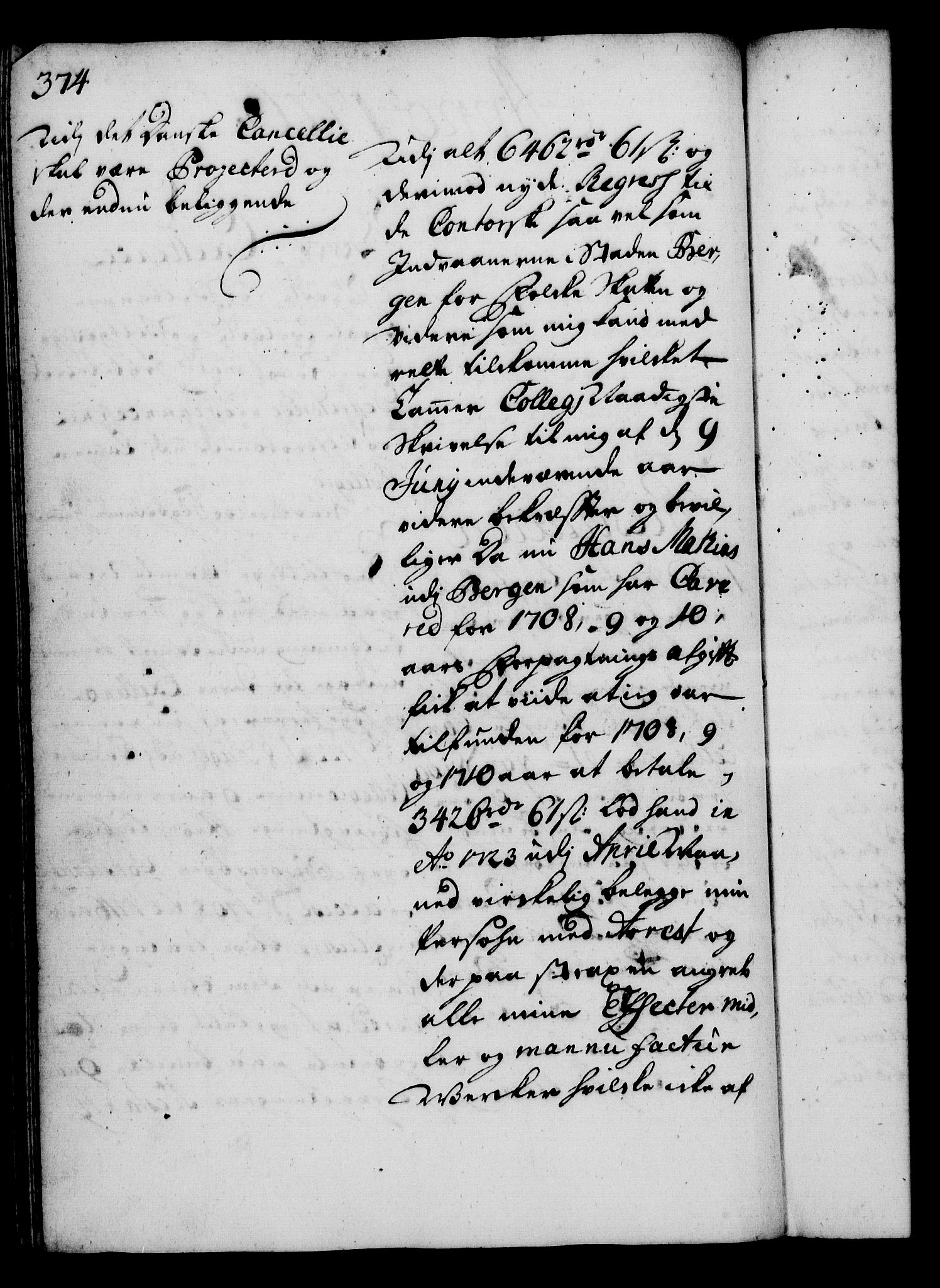 Rentekammeret, Kammerkanselliet, RA/EA-3111/G/Gg/Gga/L0002: Norsk ekspedisjonsprotokoll med register (merket RK 53.2), 1723-1727, p. 374