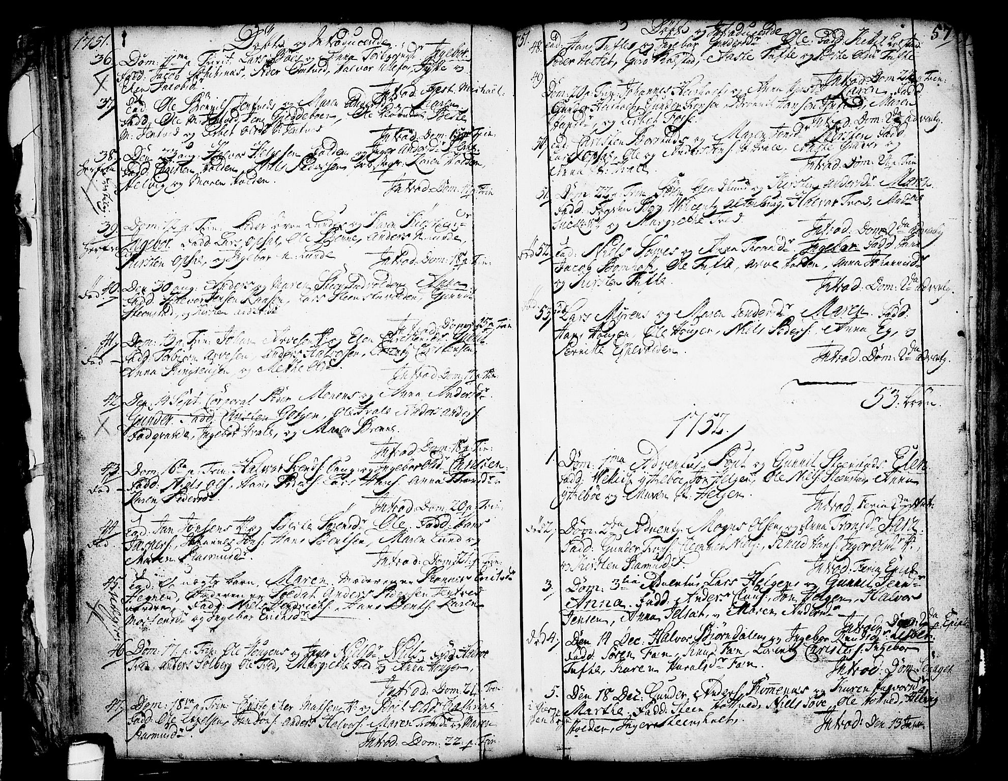 Holla kirkebøker, SAKO/A-272/F/Fa/L0001: Parish register (official) no. 1, 1717-1779, p. 57