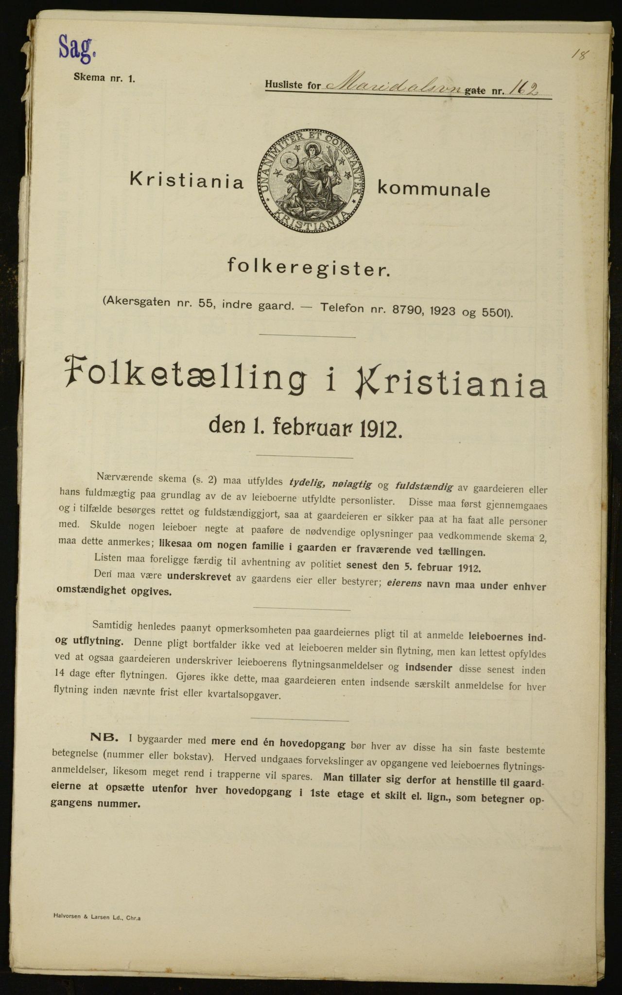 OBA, Municipal Census 1912 for Kristiania, 1912, p. 62635