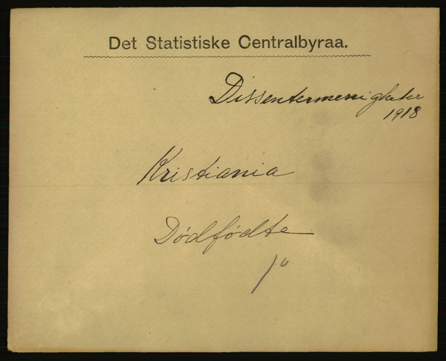 Statistisk sentralbyrå, Sosiodemografiske emner, Befolkning, AV/RA-S-2228/E/L0016: Fødte, gifte, døde dissentere., 1918, p. 3791