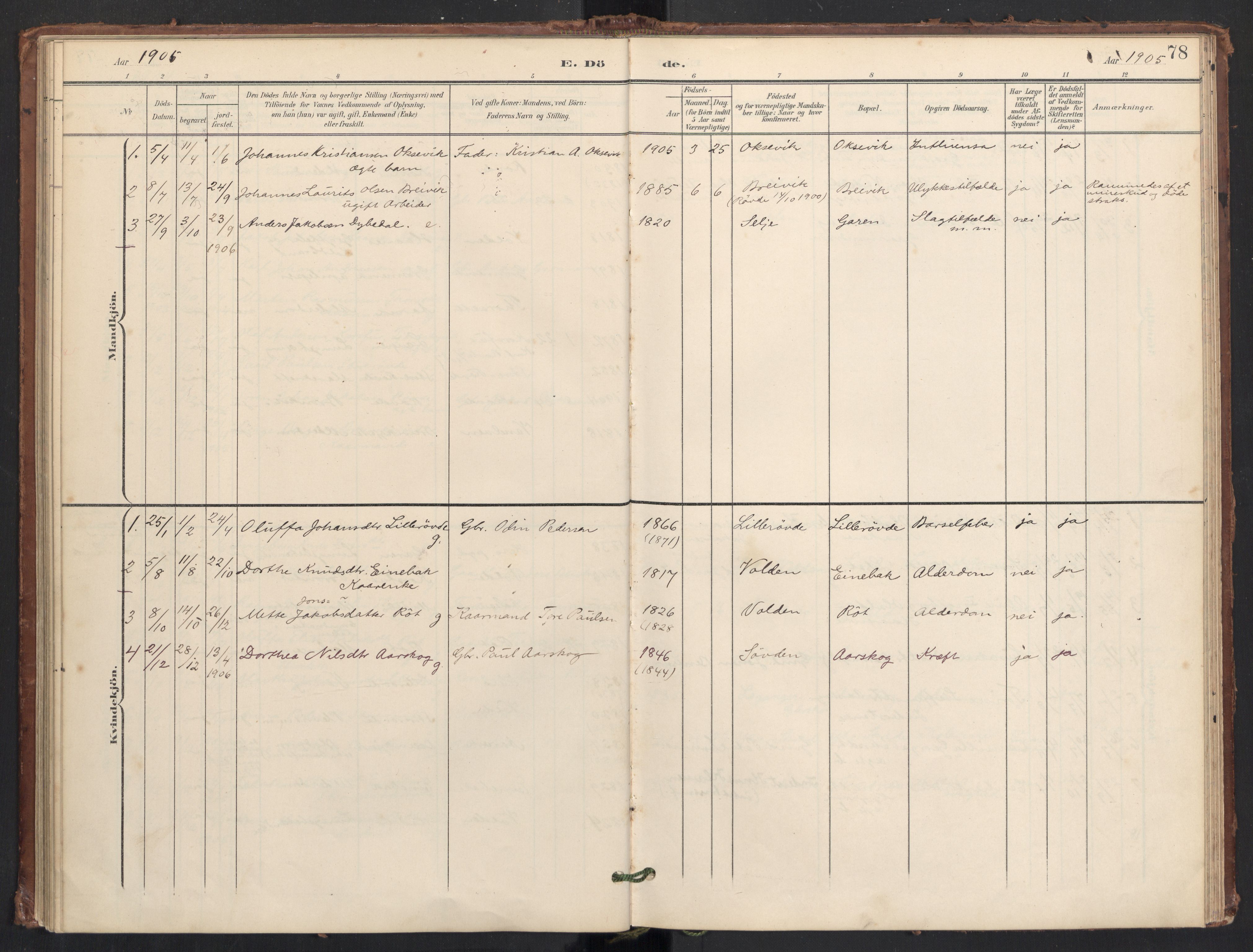 Ministerialprotokoller, klokkerbøker og fødselsregistre - Møre og Romsdal, SAT/A-1454/504/L0057: Parish register (official) no. 504A04, 1902-1919, p. 78