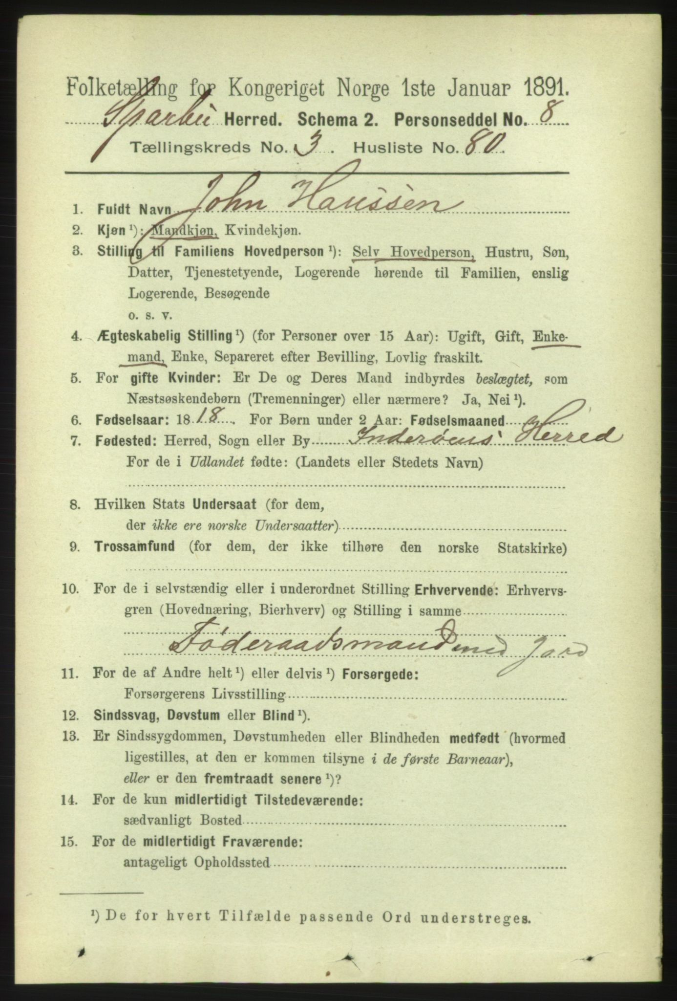 RA, 1891 census for 1731 Sparbu, 1891, p. 1314