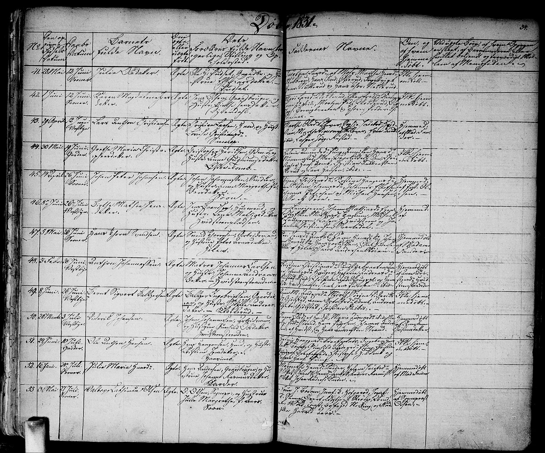 Vestby prestekontor Kirkebøker, AV/SAO-A-10893/F/Fa/L0006: Parish register (official) no. I 6, 1827-1849, p. 34