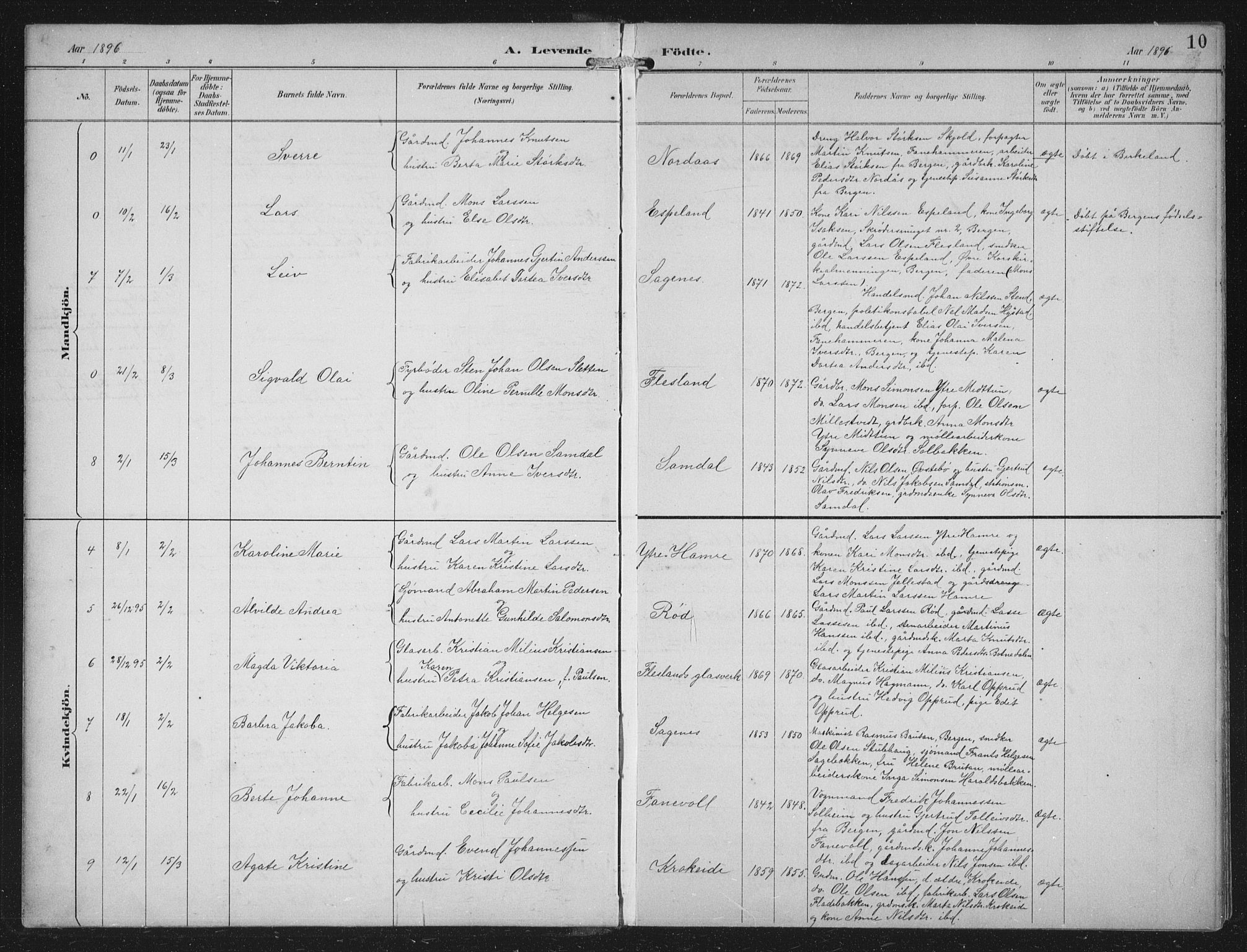 Fana Sokneprestembete, AV/SAB-A-75101/H/Hab/Haba/L0003: Parish register (copy) no. A 3, 1895-1902, p. 10