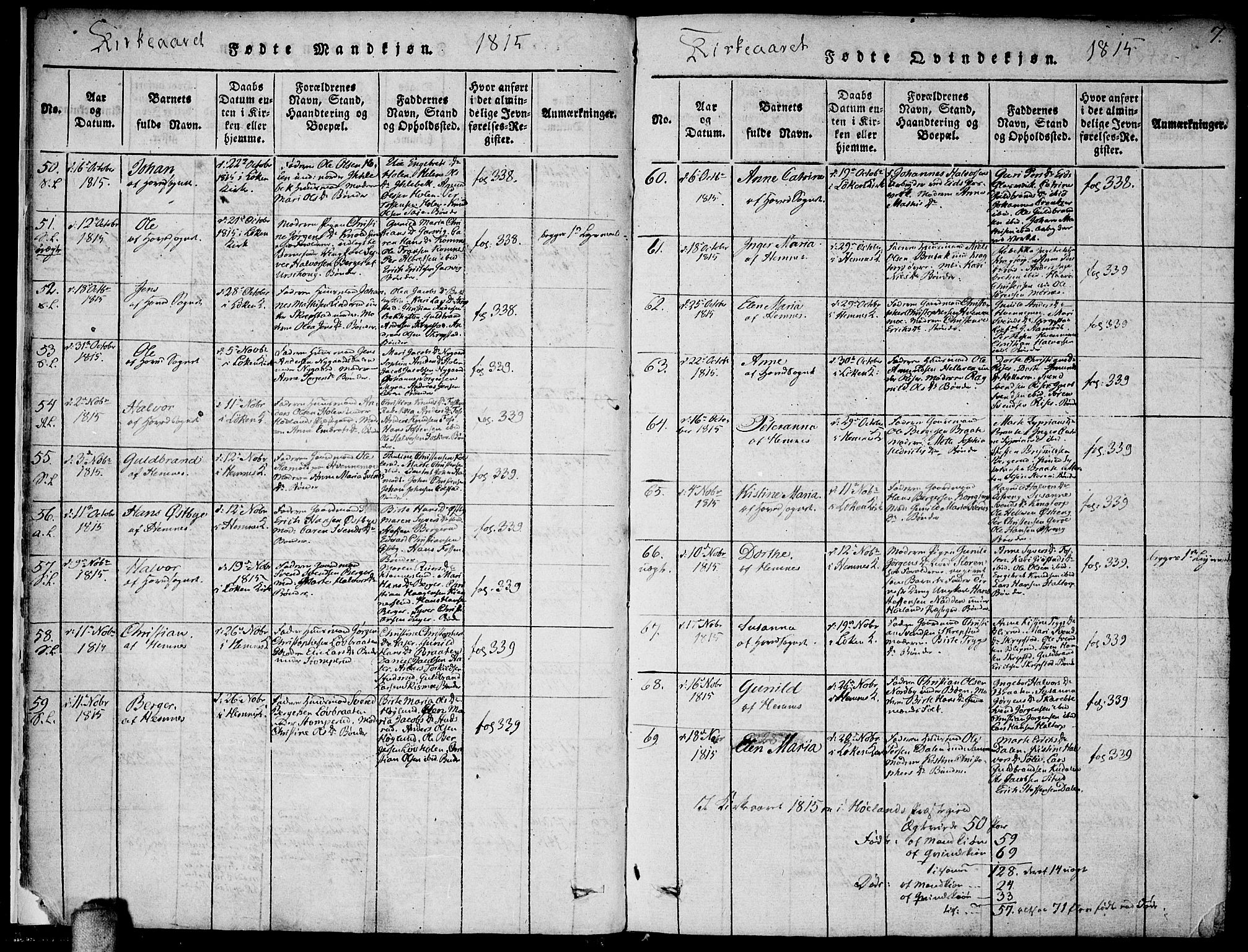 Høland prestekontor Kirkebøker, SAO/A-10346a/F/Fa/L0007: Parish register (official) no. I 7, 1814-1827, p. 7