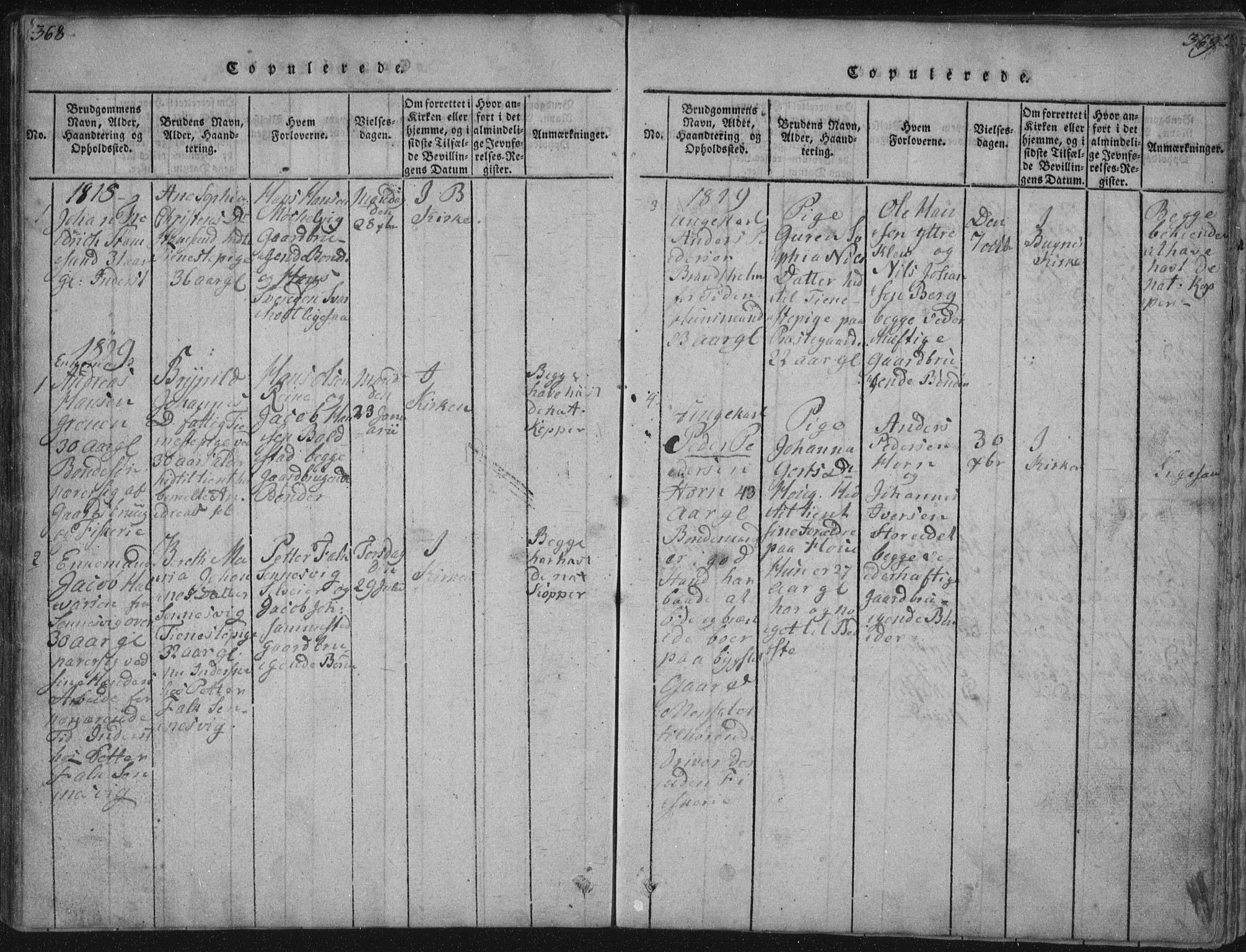 Ministerialprotokoller, klokkerbøker og fødselsregistre - Nordland, SAT/A-1459/881/L1164: Parish register (copy) no. 881C01, 1818-1853, p. 368-369