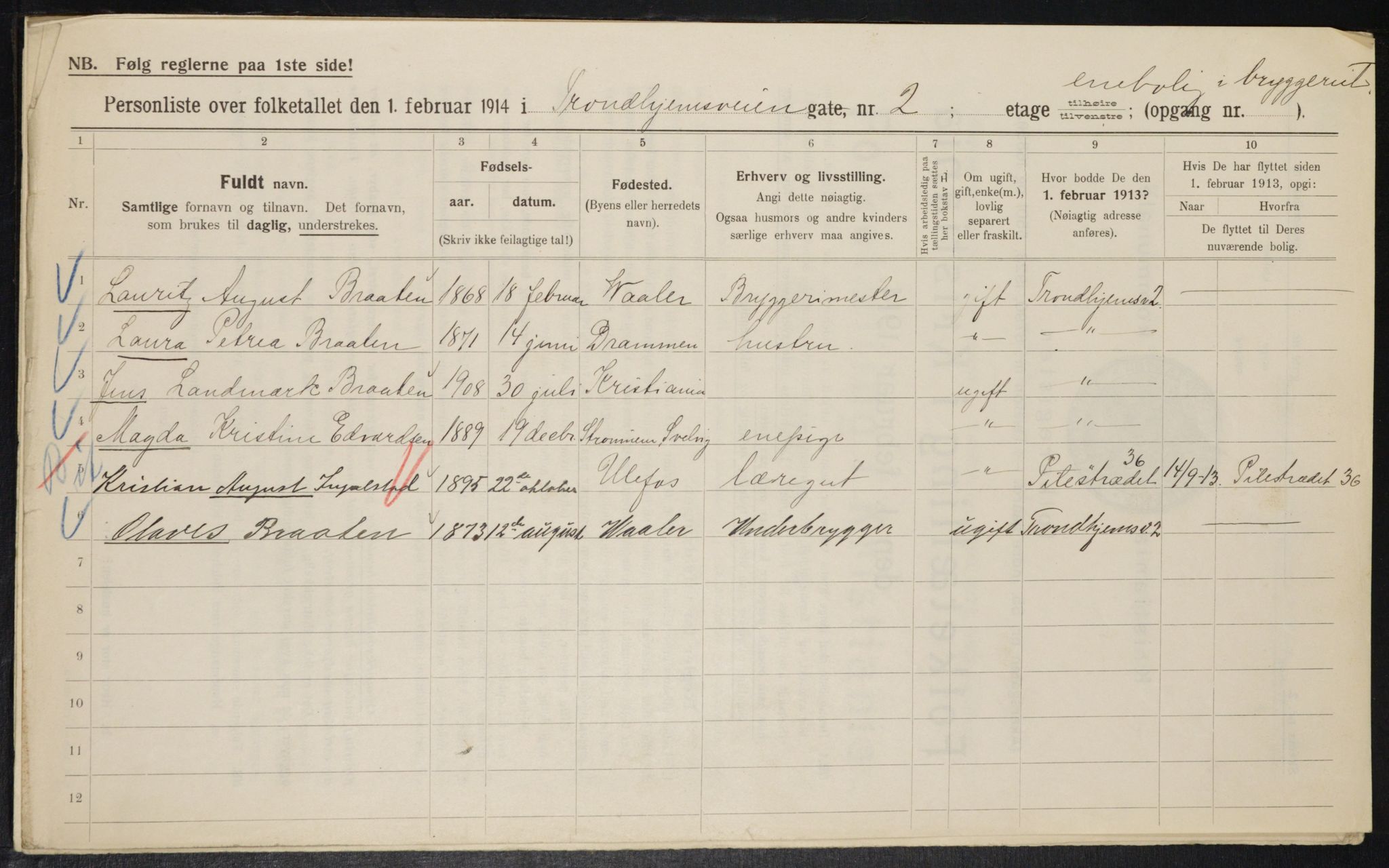 OBA, Municipal Census 1914 for Kristiania, 1914, p. 116815