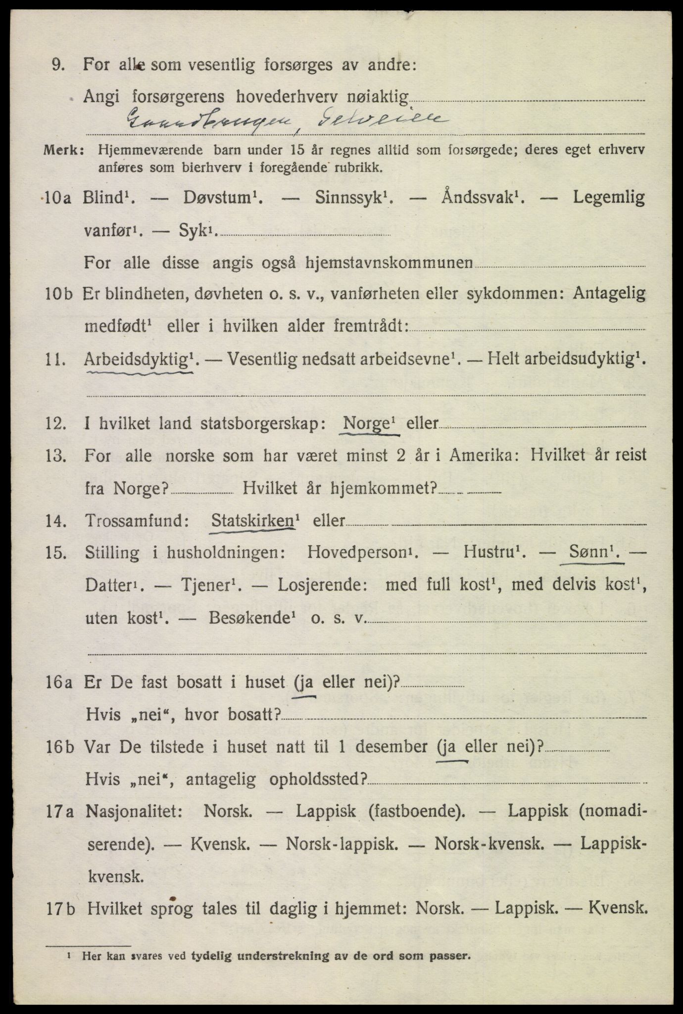 SAH, 1920 census for Eina, 1920, p. 1765