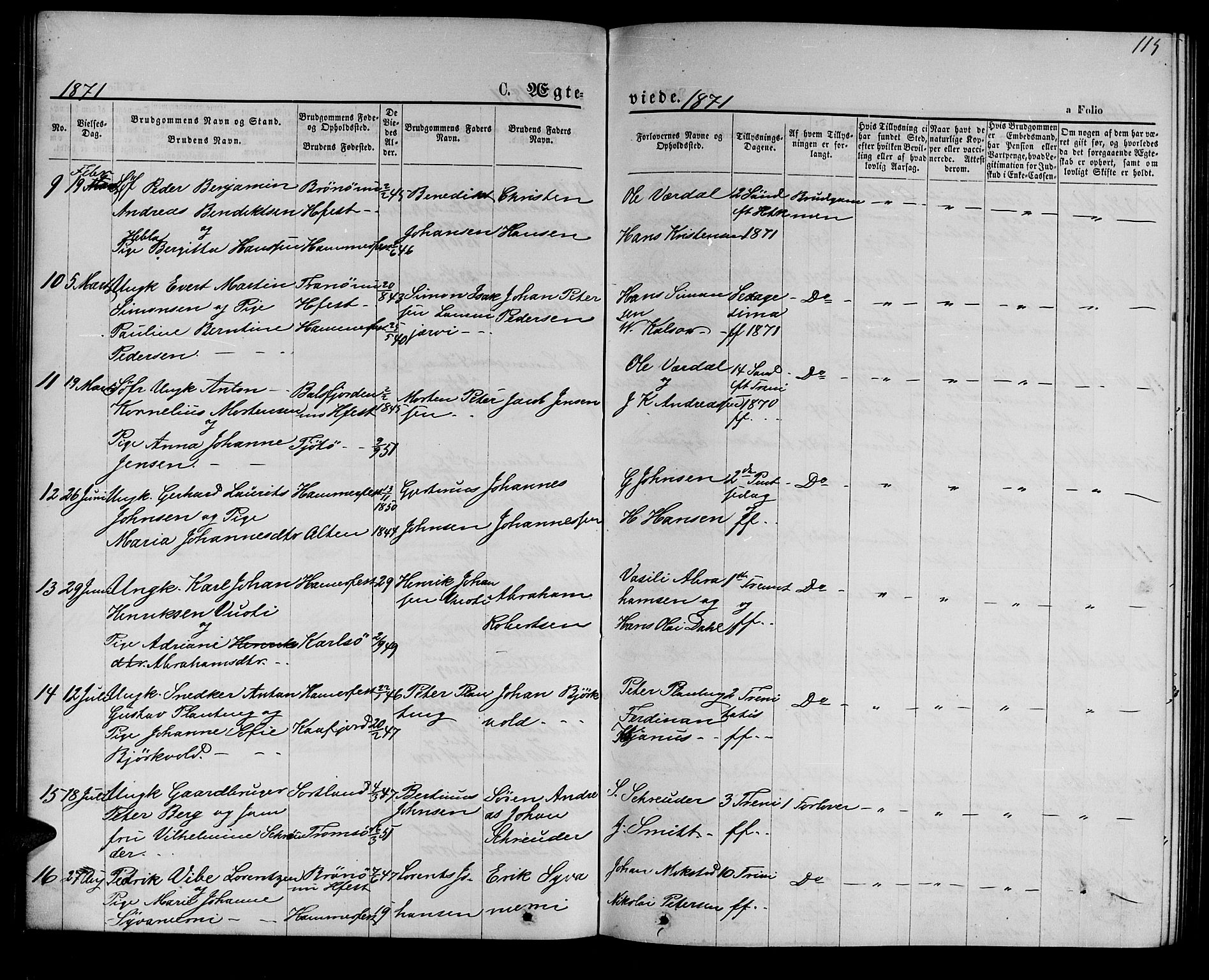 Hammerfest sokneprestkontor, AV/SATØ-S-1347/H/Hb/L0004.klokk: Parish register (copy) no. 4, 1869-1877, p. 115