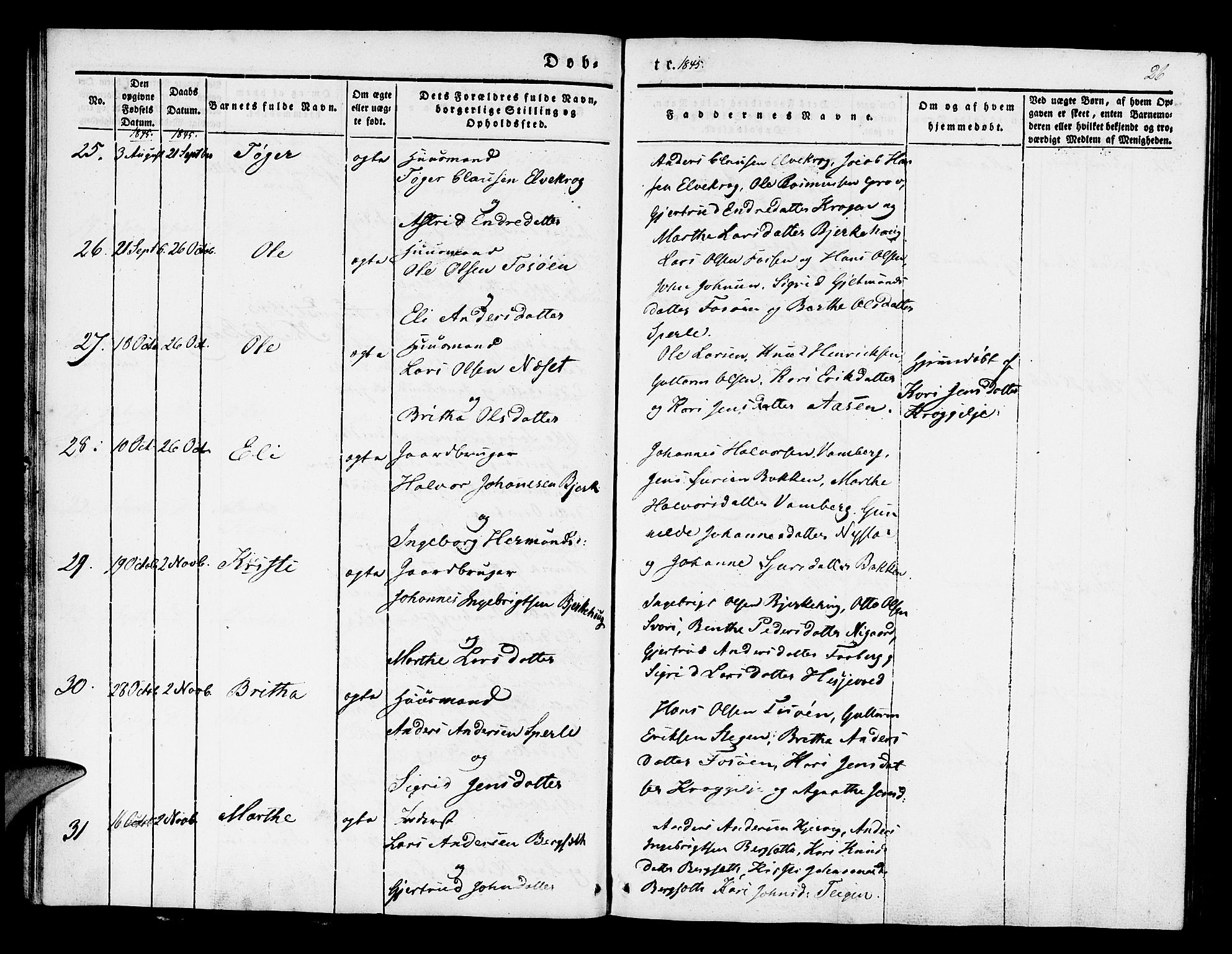 Jostedal sokneprestembete, AV/SAB-A-80601/H/Haa/Haaa/L0004: Parish register (official) no. A 4, 1837-1848, p. 26